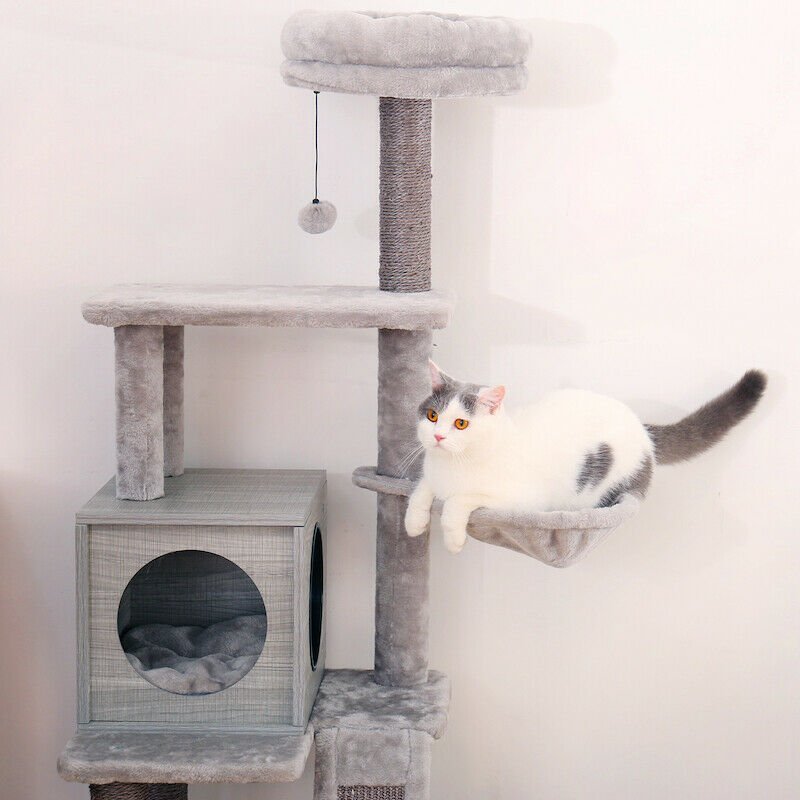 Modern Cat Tower House Condo - Multi-Level Climbing & Scratching Post for Indoor Cats - Perfect for Play, Rest & Exercise in Small Spaces