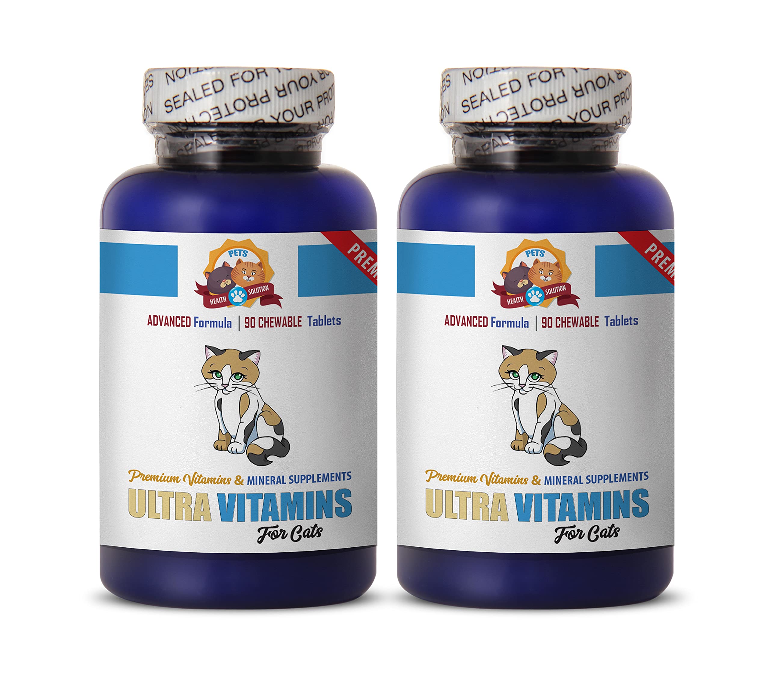 Premium Senior Cat Vitamins & Mineral Supplement - Ultra CAT Chews for Aging Cats - 180 Tasty Treats (2 Bottles) - Supports Joint Health & Immunity - Perfect for Picky Eaters & Daily Nutrition Boost