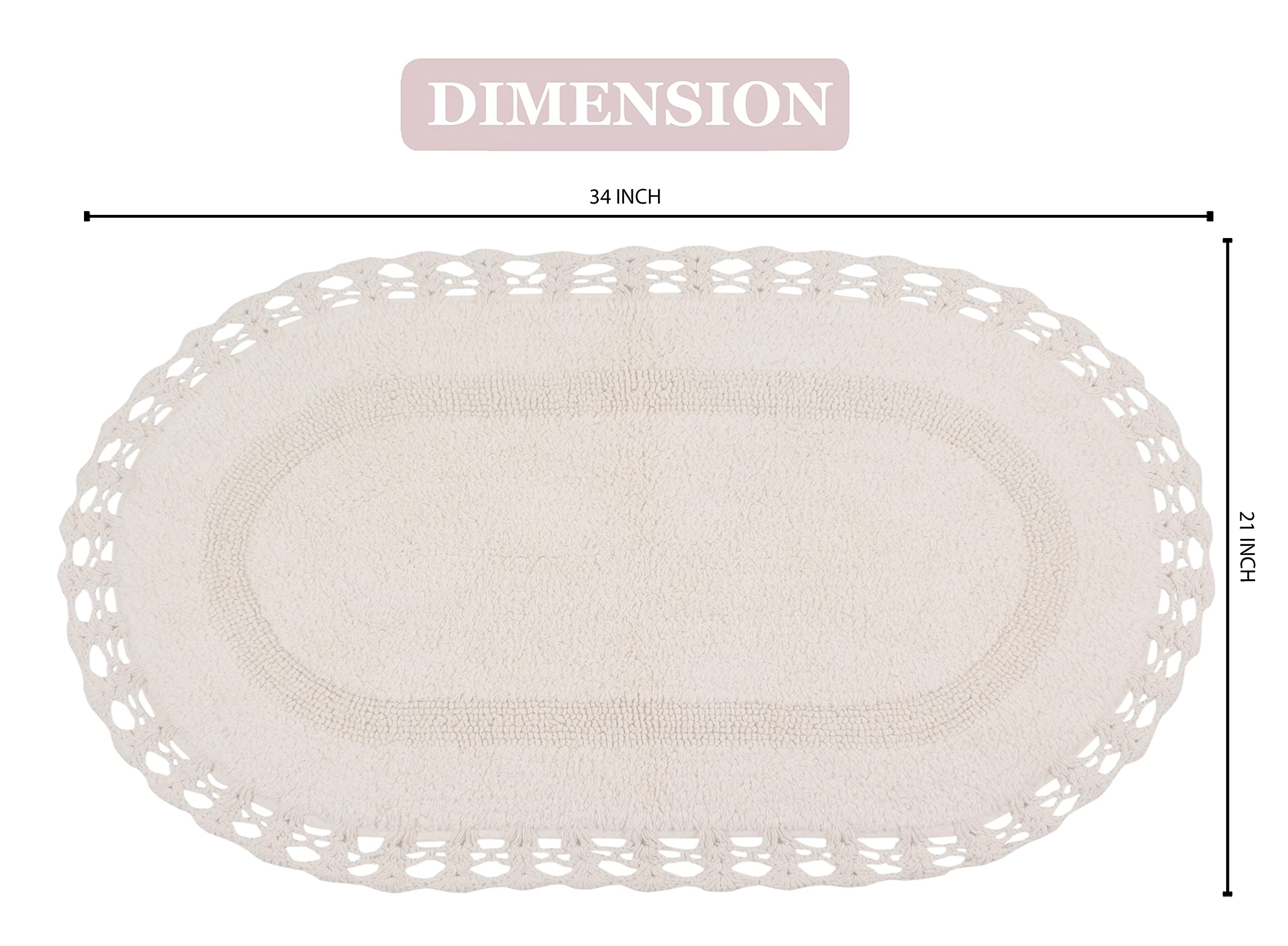 Premium 100% Cotton Reversible Crochet Bath Mat Set - Super Soft & Absorbent Non-Slip Bathroom Rug, Washable Kitchen Mat (21