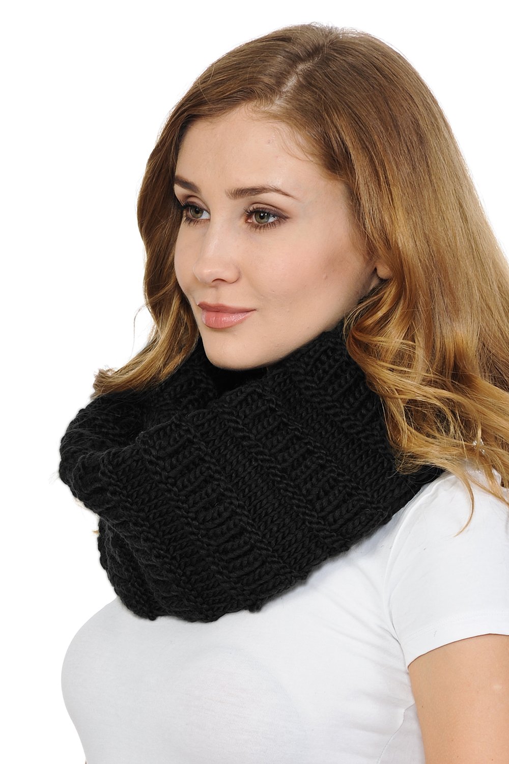 Basico Infinity Scarf for Women - Soft Crochet Knit Winter Scarf Wrap - Cozy Fashion Accessory for Cold Weather, Outdoor Activities and Holiday Gifts