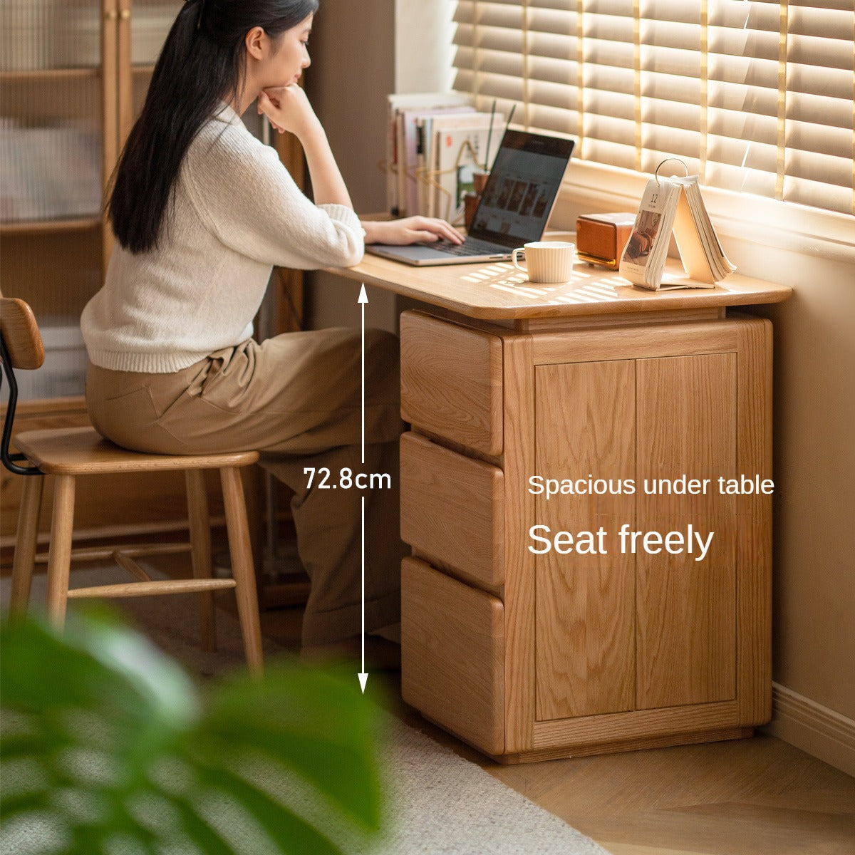 Oak Solid Wood Modern Study Table - Durable & Stylish Home Office Desk for Work or Study | Perfect for Small Spaces, Apartments & Remote Work