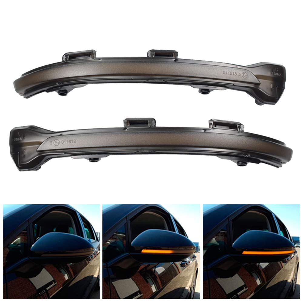 Dynamic LED Side Rearview Mirror Turn Signal Light Indicator for VW Golf 7 Facelift, Golf 7 GTI, Golf 7 R, Golf 7.5, Golf Sportsvan (Black) - Upgrade Your Car Safety & Style for Night Driving & Daily Commute