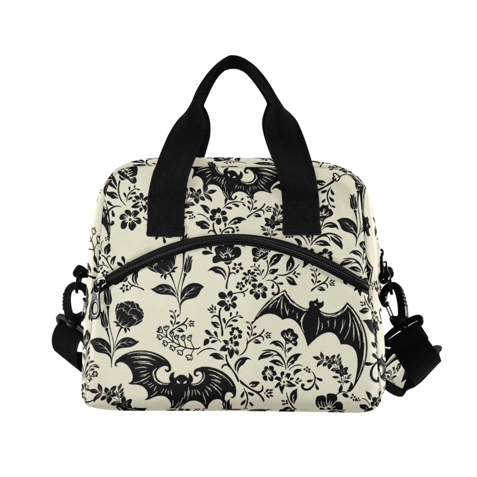 Goth Bat Lunch Bags for Women & Men - Reusable Insulated Lunch Box with Adjustable Shoulder Straps - Tote Lunch Bag for Work, Picnic, School - Perfect for Office, Outdoor Activities & Daily Commute