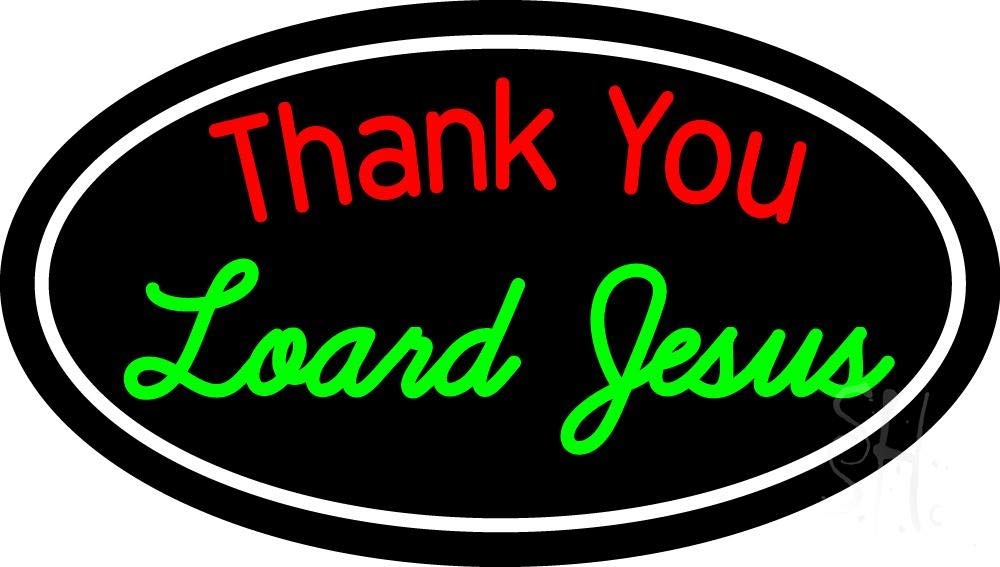 Thank You Lord Jesus LED Neon Sign with Border - 13x24 Inches Black Square Cut Acrylic Backing & Dimmer - Premium Indoor Wall Decor for Home, Church, Office, Retail Store - Perfect for Prayer Rooms, Christian Gifts & Spiritual Spaces