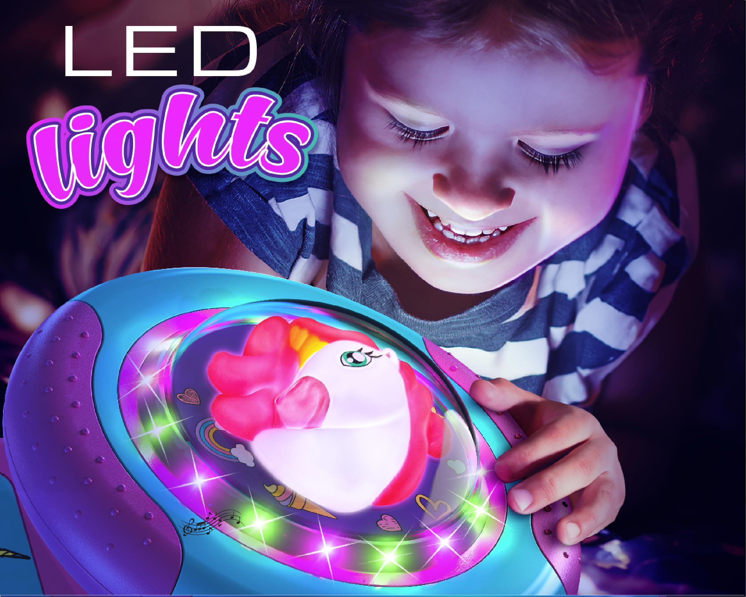 LED Light-Up Unicorn Twister Toy - 360° Spin & Music for Toddlers Age 2-4 | Indoor/Outdoor Birthday & Christmas Gift for Boys & Girls 18+ Months - Perfect for Playtime, Parties & Preschool Activities