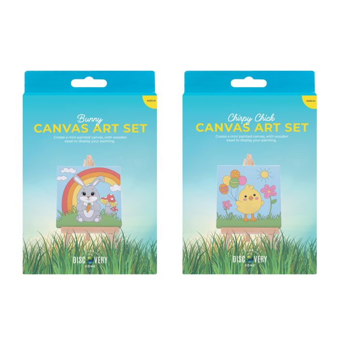 Discovery Zone Canvas Art Set - Chicks or Bunnies Wall Decor for Nursery, Kids Room & Easter Home Decor | Premium Painting Kit for Children's Creative Play