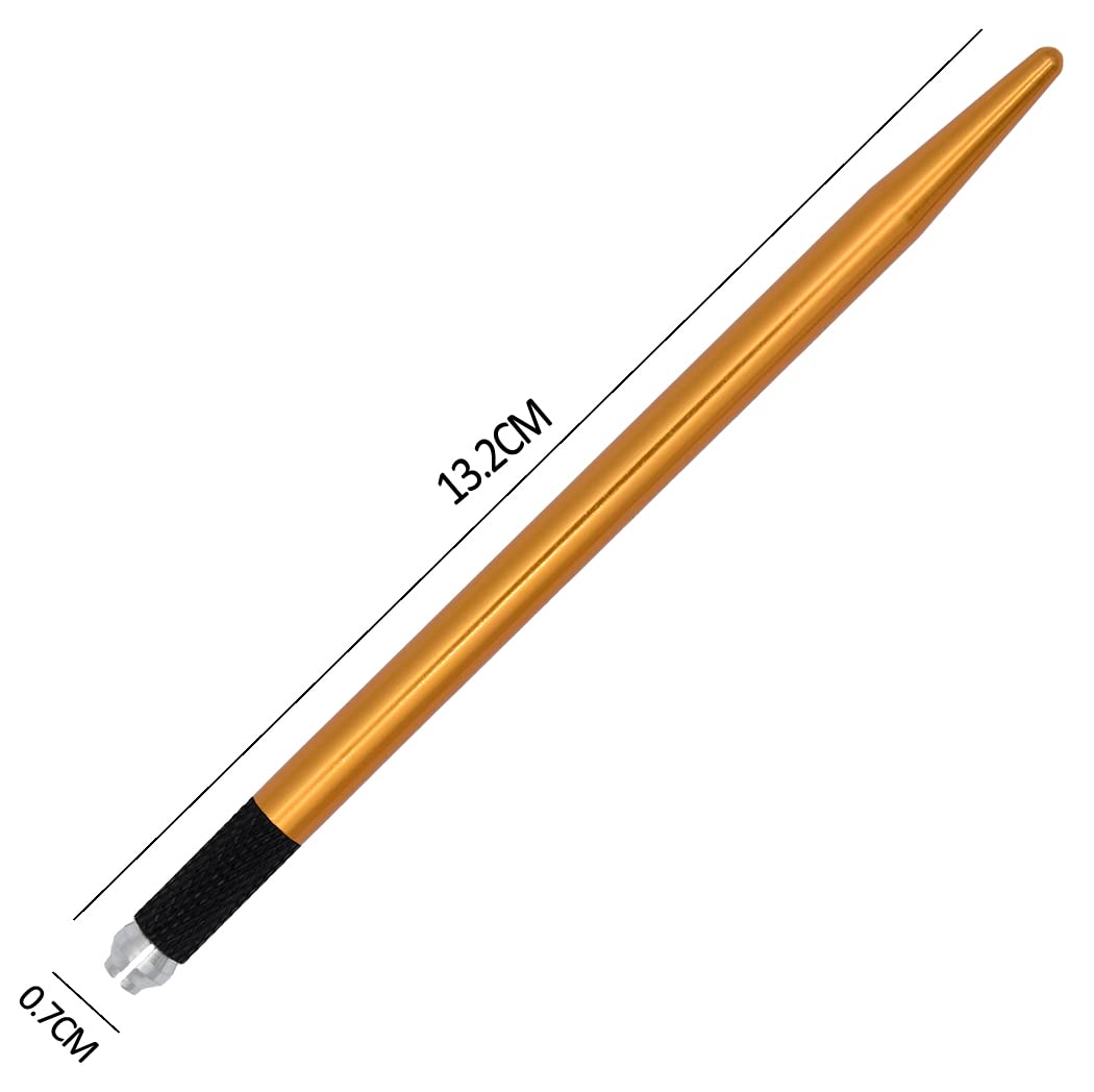 10-Piece Microblading Pen Kit - Professional Manual Eyebrow Tattoo Tools for Natural Brows (Gold) - Perfect for Salon, Home Use & DIY Makeup