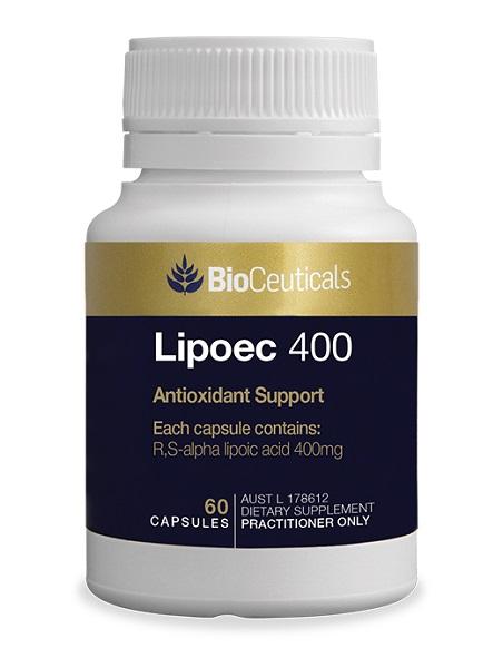 BioCeuticals Lipoec 400 - Premium Alpha Lipoic Acid Supplement for Antioxidant Support & Blood Sugar Balance | Supports Nerve Health & Energy Metabolism - Ideal for Diabetics & Wellness Enthusiasts