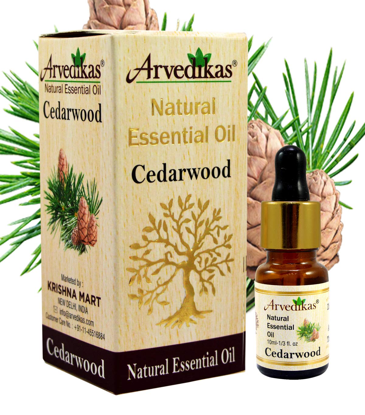 100% Pure Natural Cedarwood Essential Oil - Arvedikas Aromatherapy Oil for Relaxation & Stress Relief, 10ml | Perfect for Diffusers, Massage & DIY Skincare