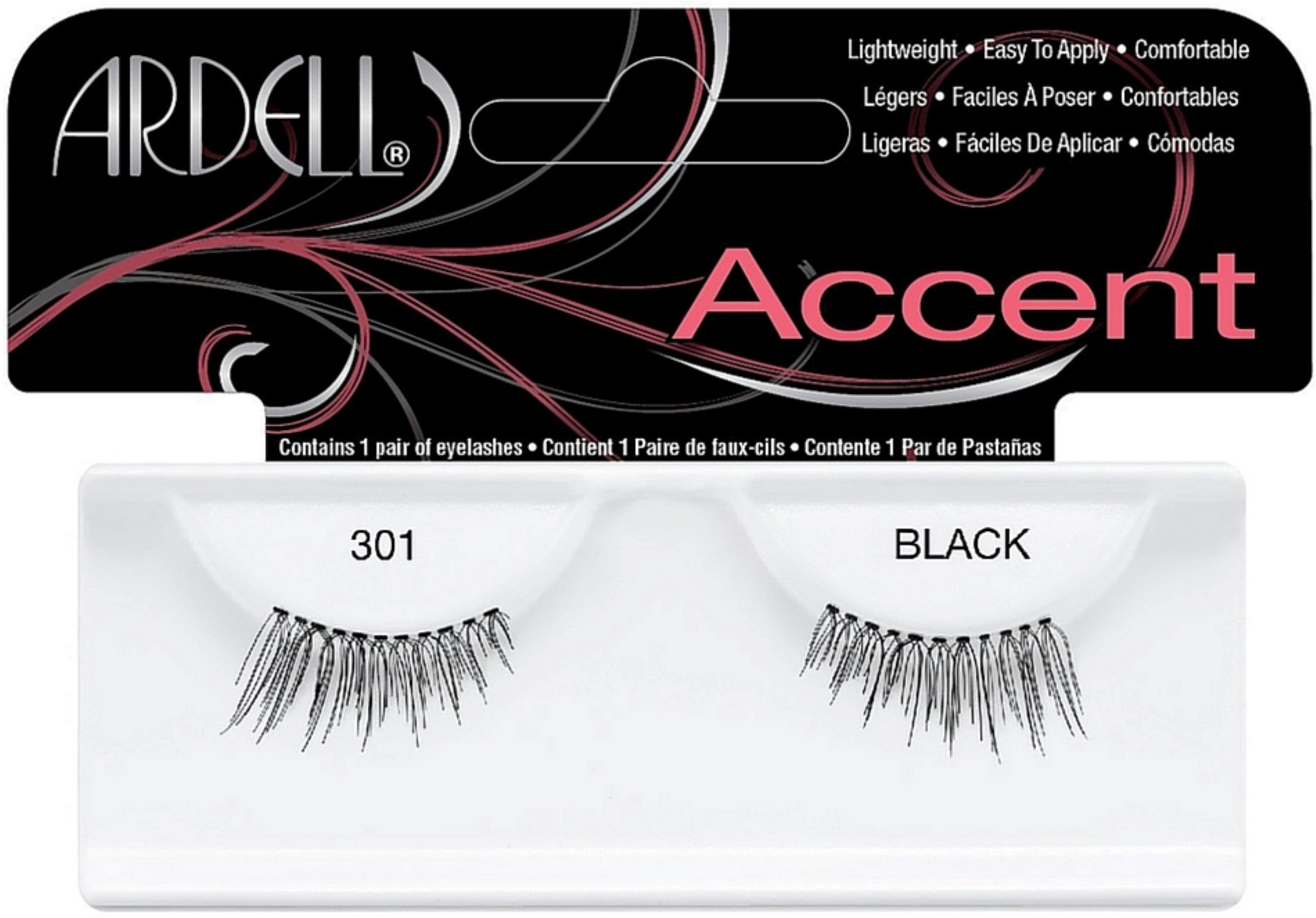 Ardell Lash Accents Pair Style 301 - Black False Eyelashes (8-Pack) | Natural Looking Lashes for Everyday Wear & Special Occasions