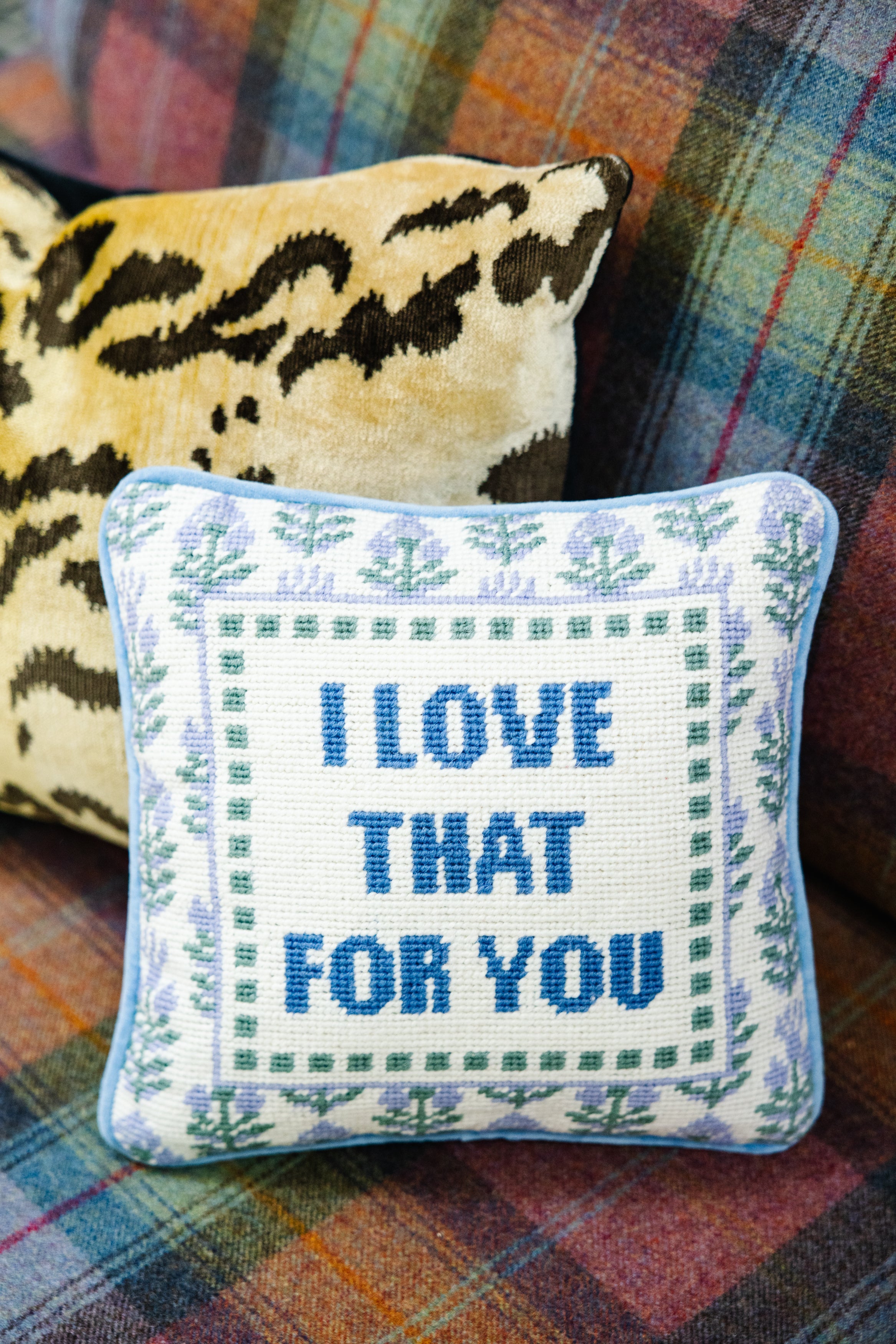 Love That for You Needlepoint Pillow - Elegant Handmade Home Decor for Sofa, Bed & Nursery - Perfect Gift for Housewarming & Weddings