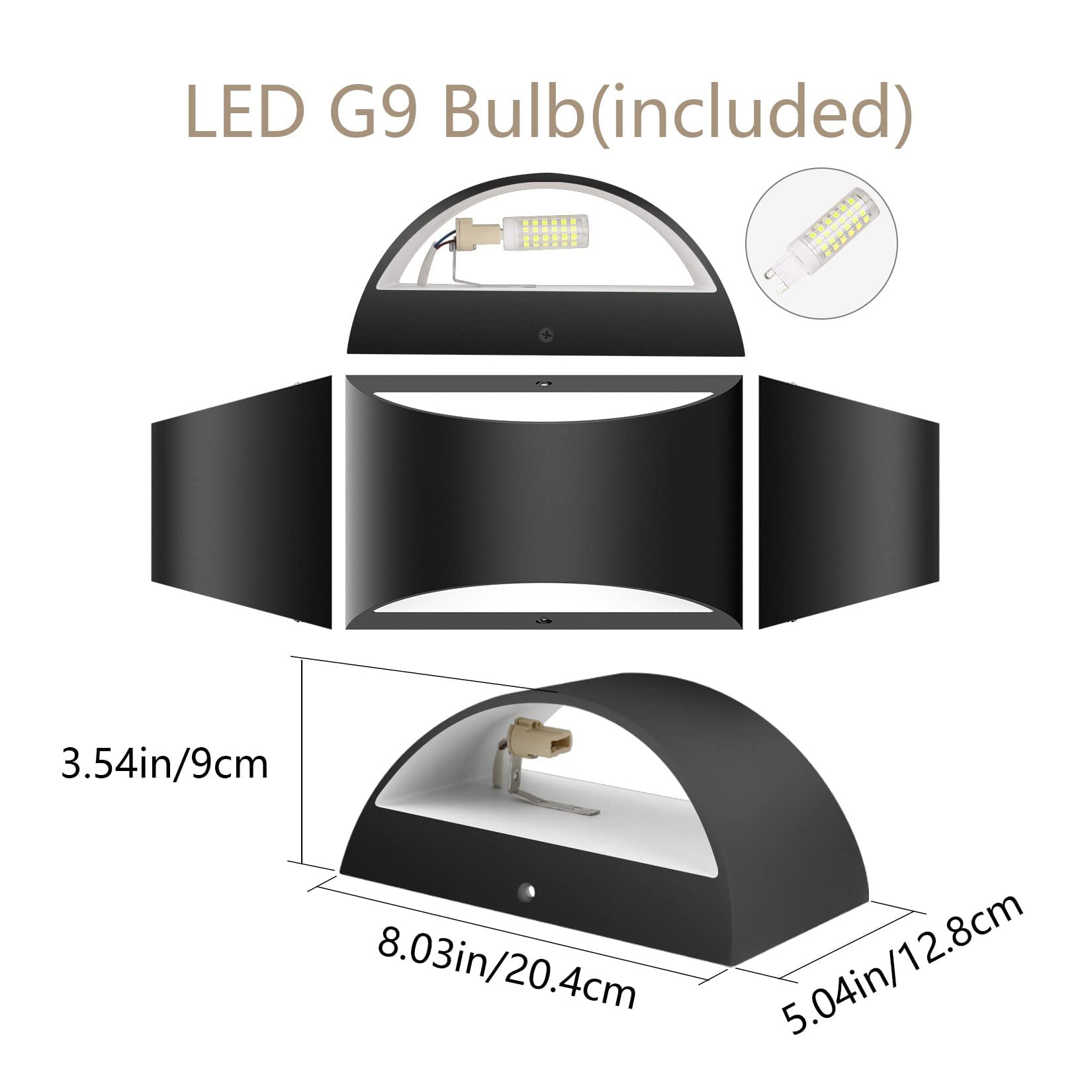 Aipsun Modern Black Aluminum LED Wall Sconce - Indoor Wall Light Fixture for Living Room, Bedroom & Hallway Lighting