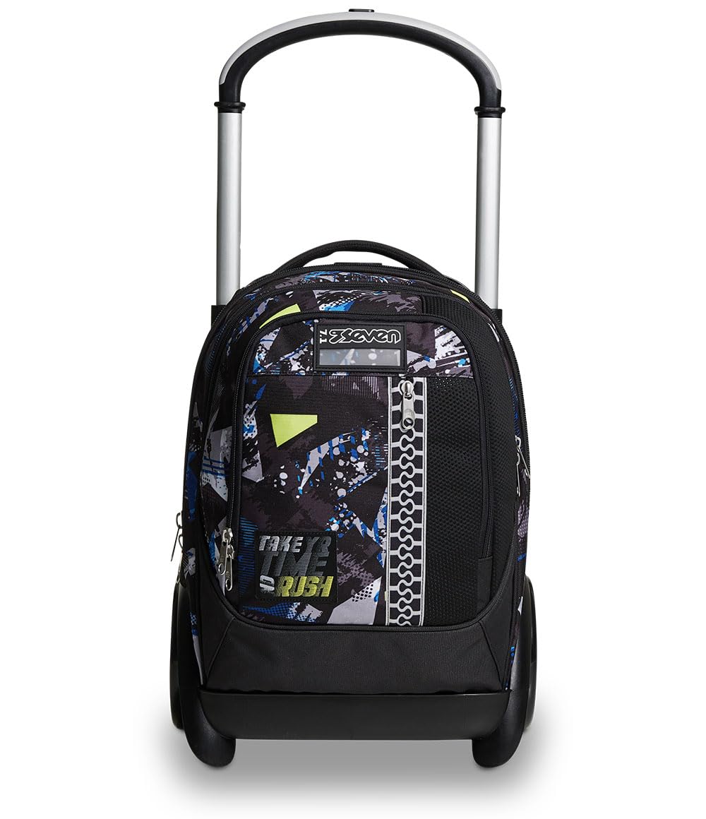 Zaino Trolley 2-Wheel Jet Black Backpack for Travel & School