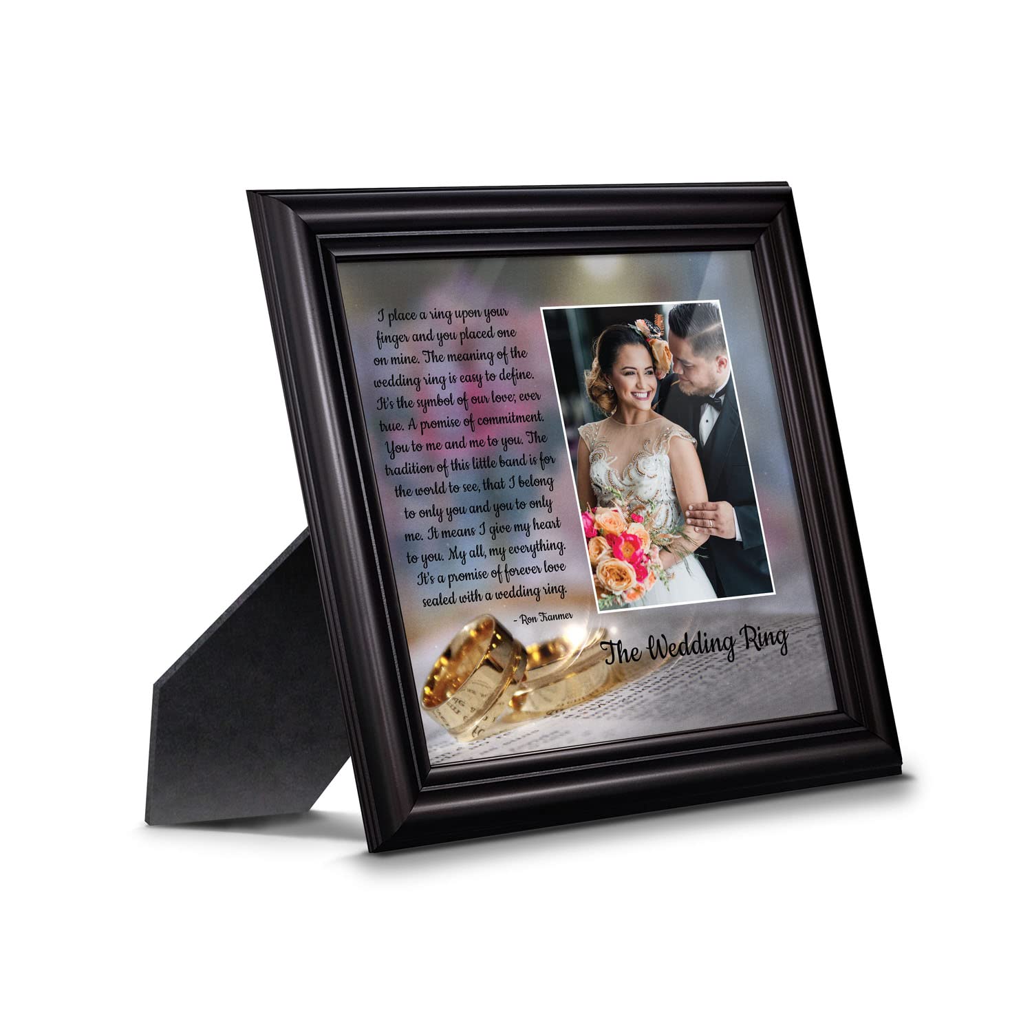 Crossroads Home Décor The Wedding Ring Picture Frame - Elegant Keepsake for Anniversaries, Engagements & Weddings - Perfect Gift for Couples, True Love & Romantic Home Decor (6418B) - Display Cherished Wedding Photos in Bedroom, Living Room or as a Heartfelt Gift