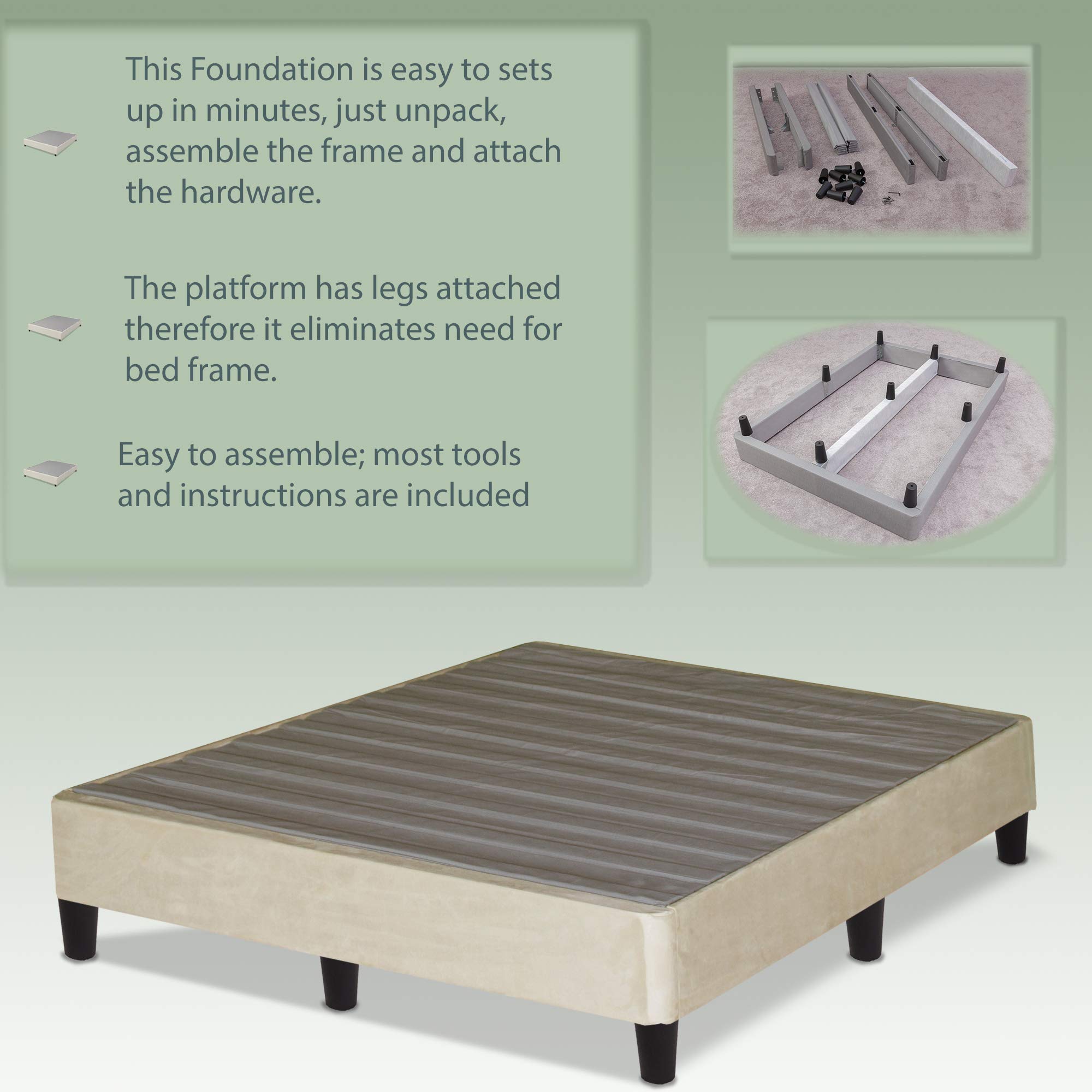 Platform Mattress Full Size - No Box Spring or Bed Frame Needed - Beige - Perfect for Modern Bedrooms & Guest Rooms