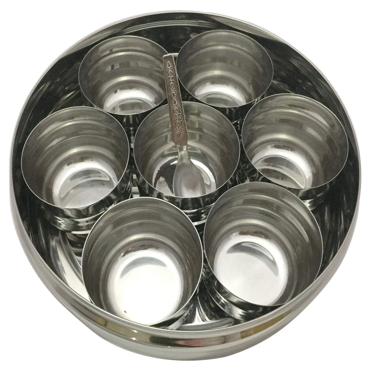 Premium Stainless Steel Masala Dabba with Transparent Lid - 7 Compartment Spice Box for Indian Cooking, Chefs & Home Kitchens - Perfect for Storing & Organizing Spices Like Turmeric, Cumin & Coriander