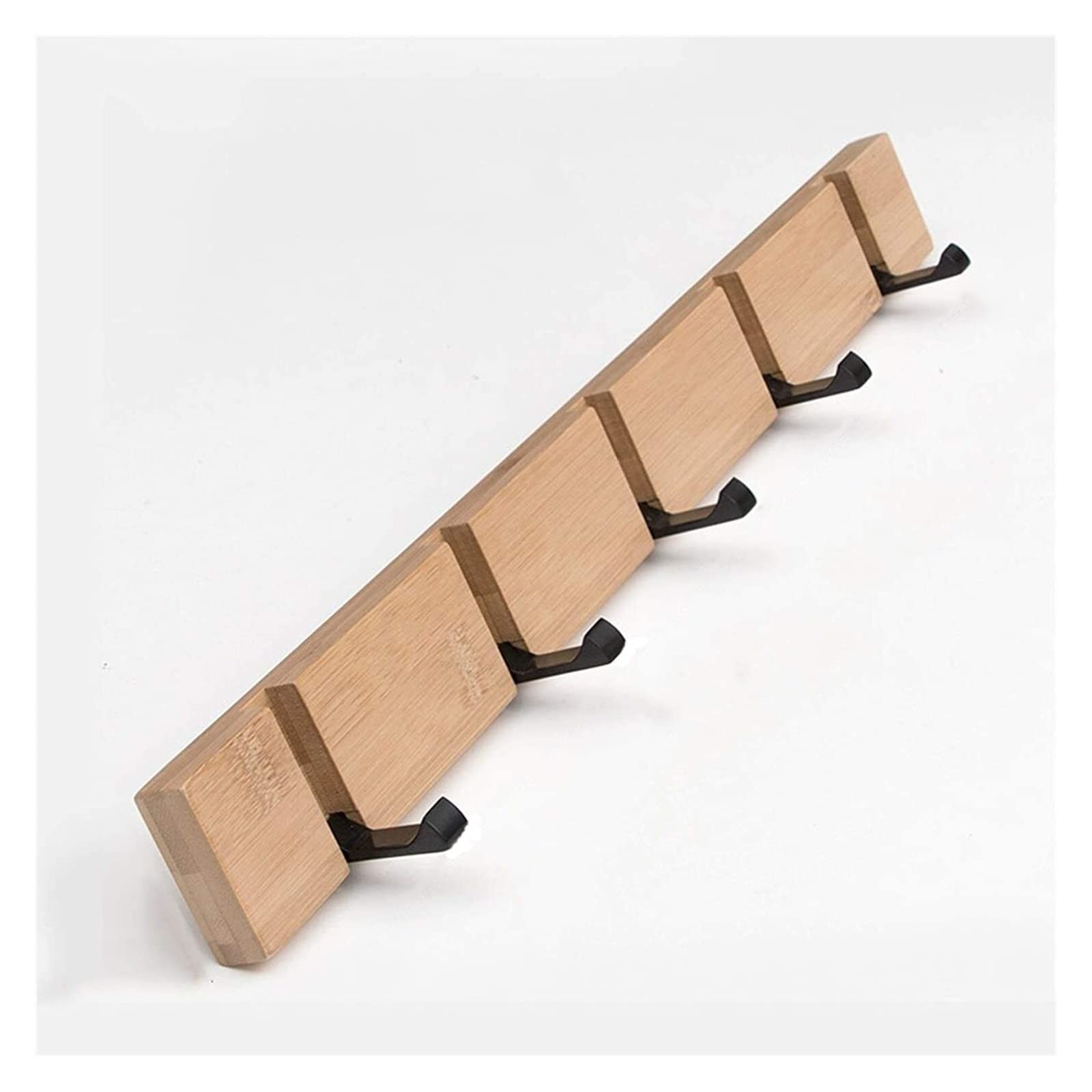 Foldable Bamboo Wall Mounted Coat Hook Hanger - Space Saving Clothes & Hat Organizer for Entryway, Bedroom, Closet & Bathroom Storage