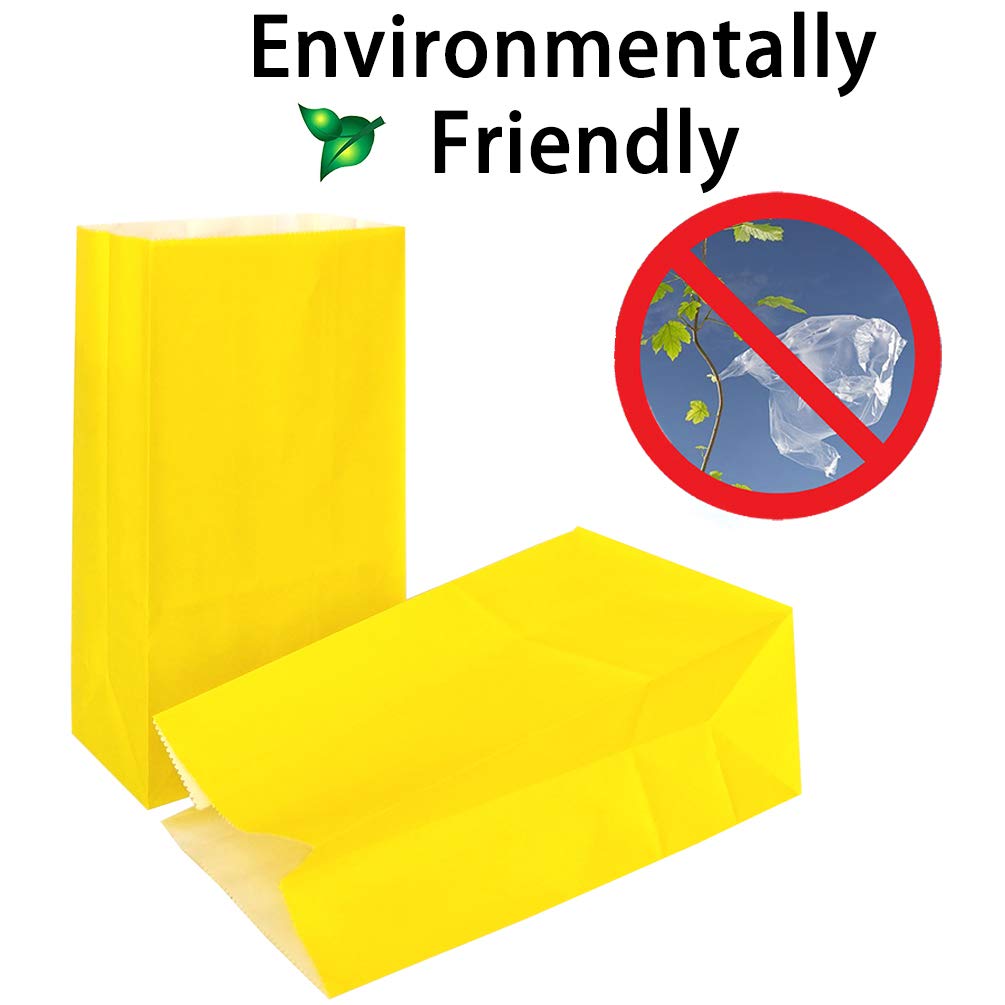 KEYYOOMY Mini Yellow Paper Bags - 100 Count Small Party Favor Bags, 3.5 x 2.4 x 7.1 Inch Lunch Bags for Birthday Favors, Baby Shower, Wedding, Halloween Treats & School Snacks