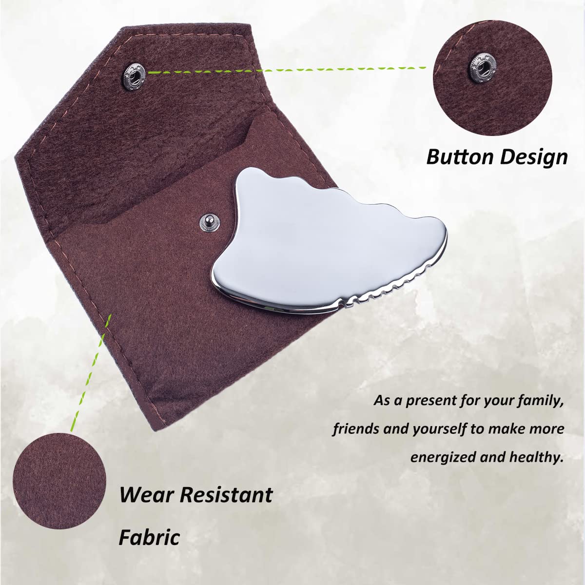 Premium Stainless Steel Gua Sha Scraping Tool - Lymphatic Drainage Massage Board for Cellulite Reduction & Muscle Pain Relief - Spa, Acupuncture & Trigger Point Therapy - Perfect for Facial Care, Body Sculpting & Relaxation at Home