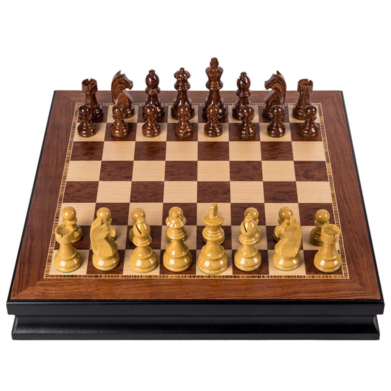 Premium Beech Wood Foldable Chess Set with Storage - 45cm Travel Chess Board for Indoor & Outdoor Games - Portable Chess Table for Home, Office, Camping & Gifts