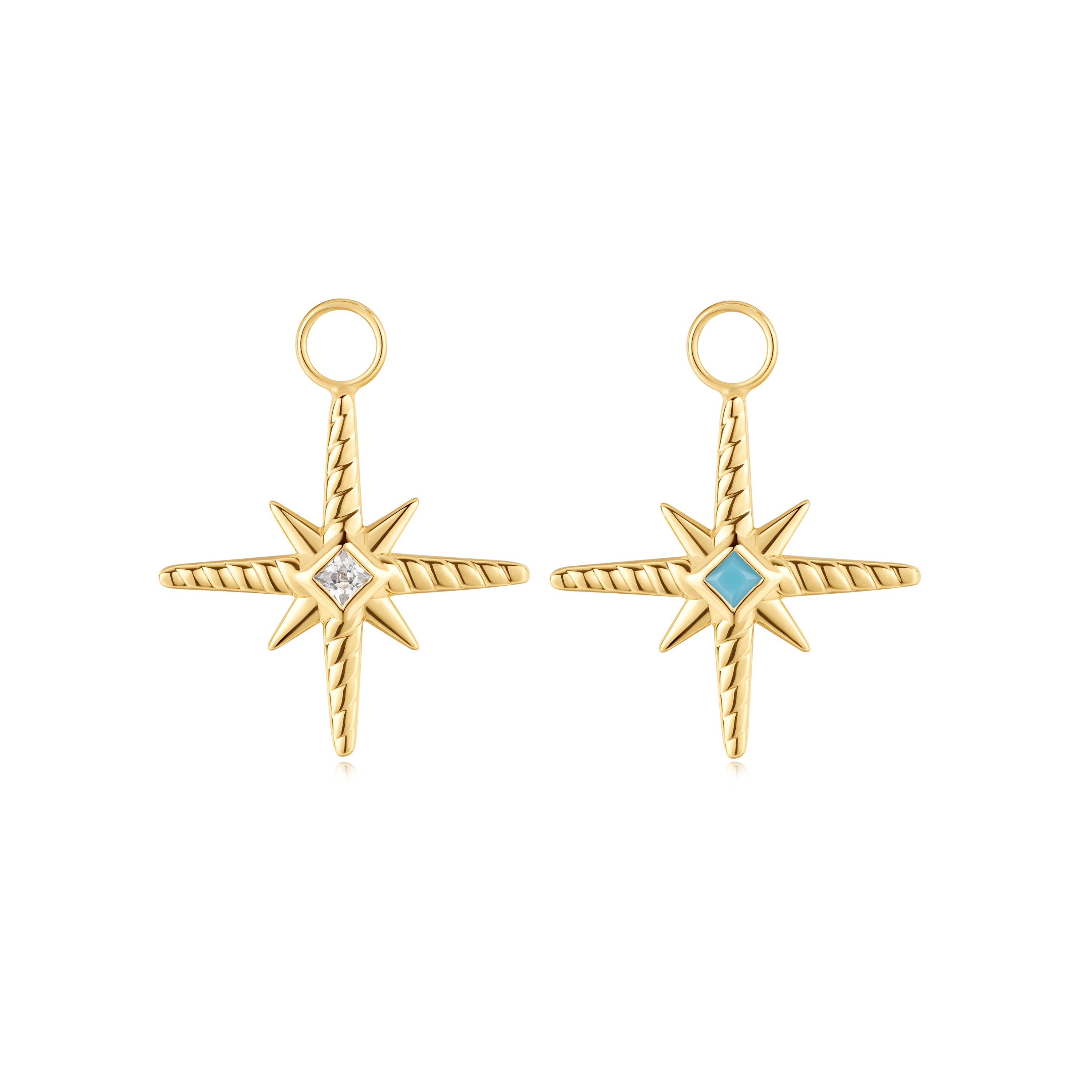 Gold Turquoise & Cubic Zirconia Star Earrings - Elegant Dangle Charm Jewelry for Women | Perfect for Parties, Weddings & Everyday Wear