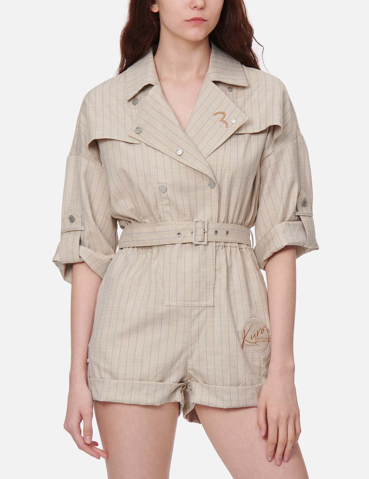 Stylish Stripe Pattern Belted Jumpsuit for Women - Trendy One-Piece Romper with Adjustable Waist Belt | Perfect for Casual Outings, Office Wear & Summer Vacations