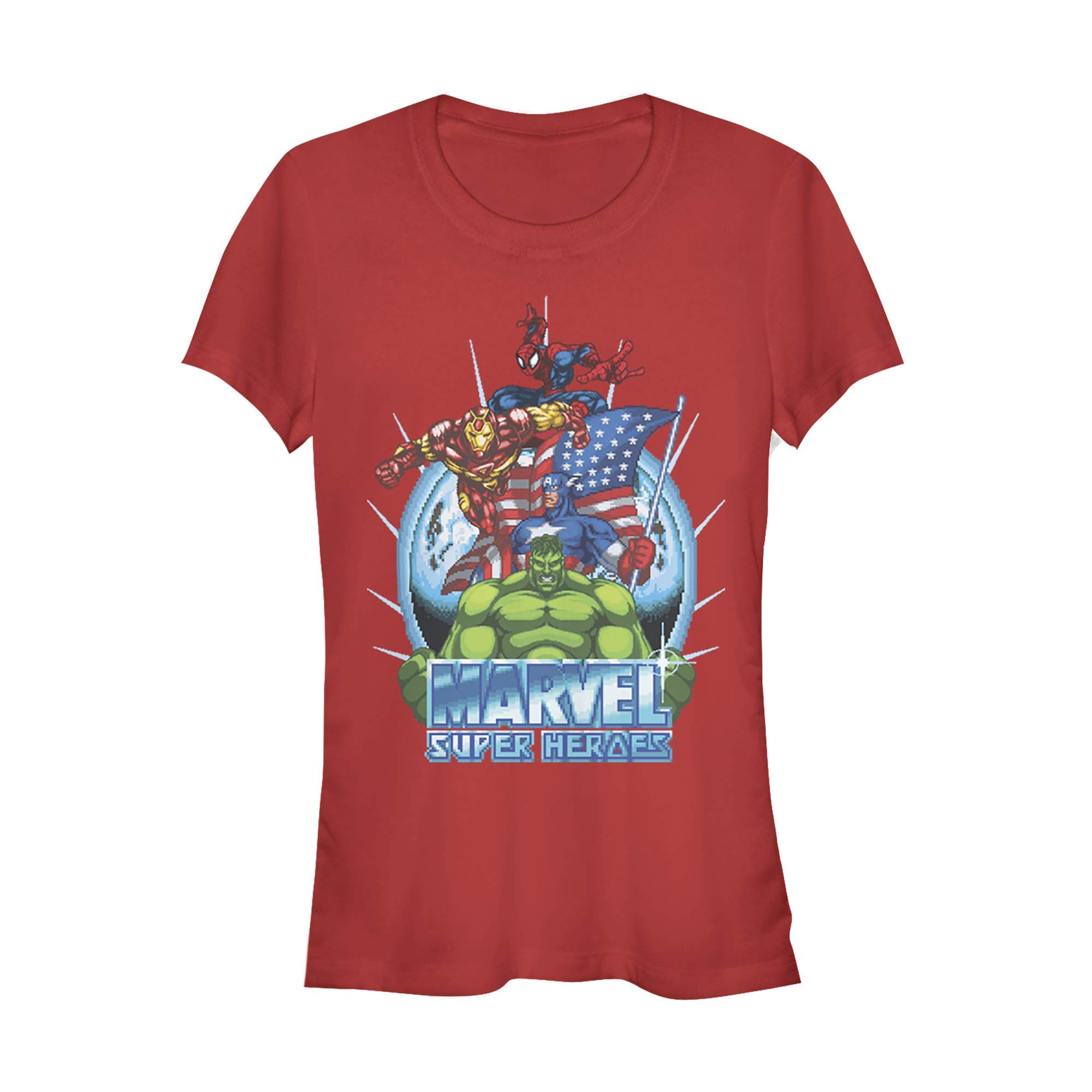 Marvel Junior's Patriotic Heroes T-Shirt for Kids - Superhero Graphic Tee with American Flag Design - Perfect for Fourth of July, Halloween & Comic Con Costumes