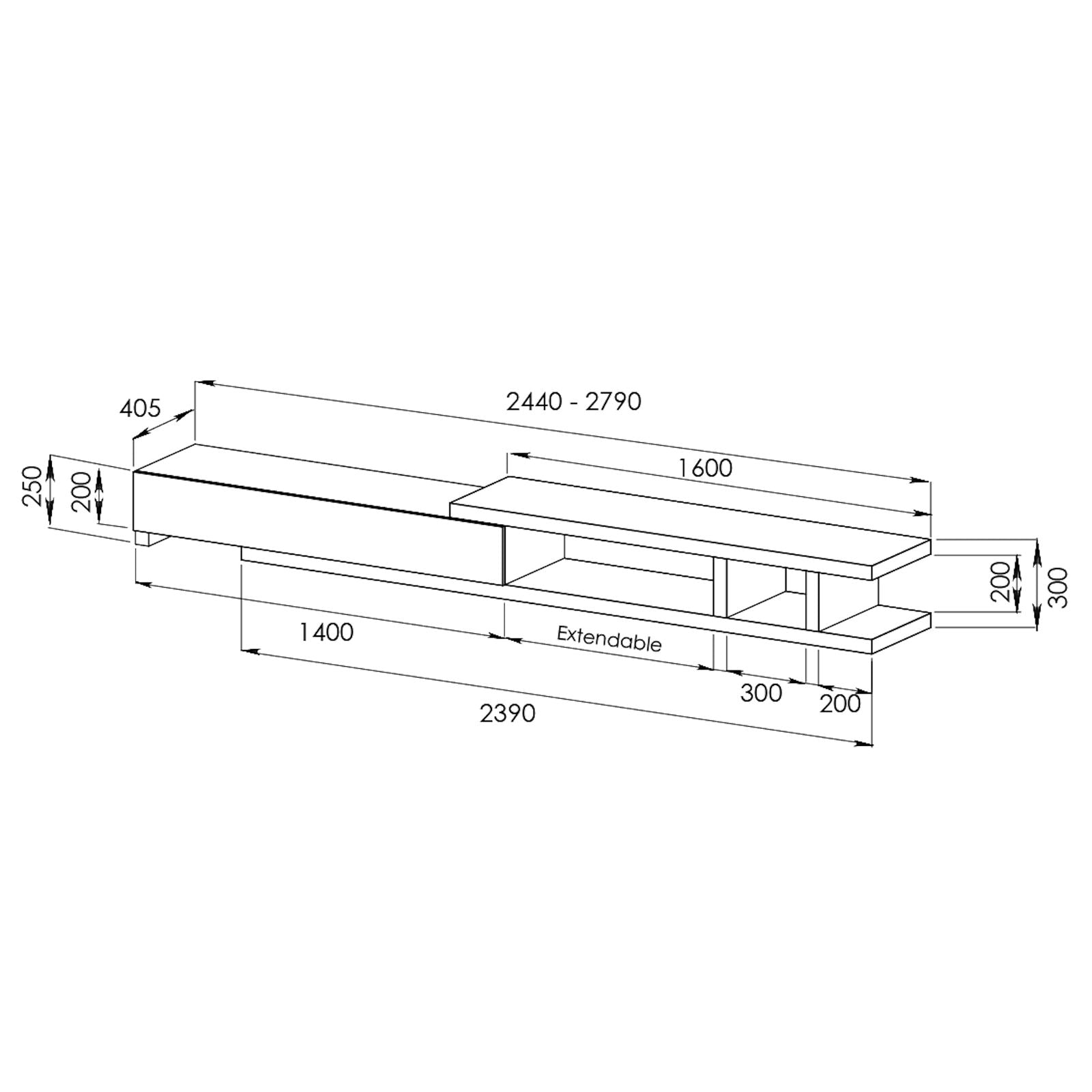 Criterion Dark Oak Extendable TV Stand 279cm - Modern Entertainment Center for Living Room, Home Theater & Media Storage