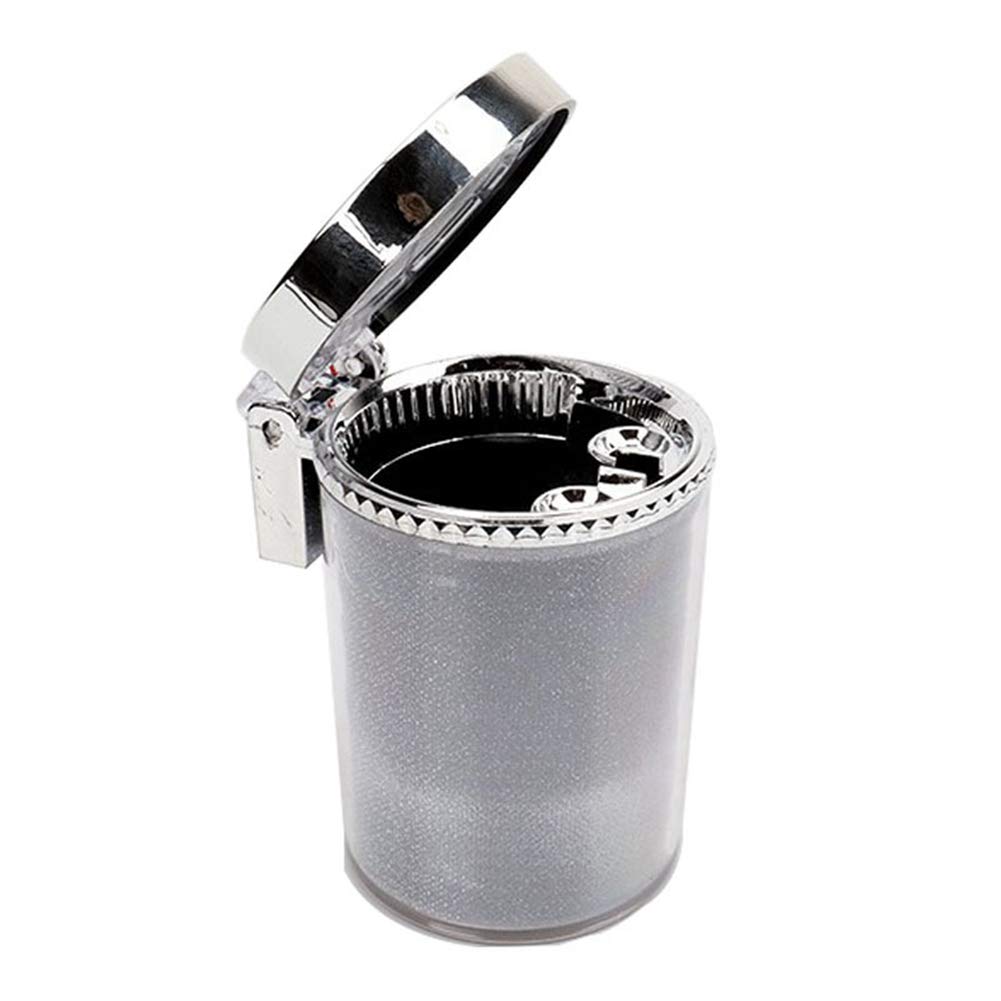 ihreesy Car Ashtray with Lid - Portable LED Light Vent Mount Cigarette Ashtray for Vehicles | Smokeless Car Accessories for Cup Holder | Ideal for Home, Outdoor, Office & Travel Use