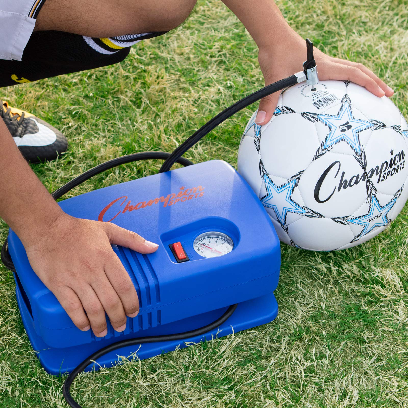Champion Sports Electric Air Pump - Portable Inflator for Balls, Pool Floats, Air Mattresses & Inflatables | Quick Inflation for Sports Equipment, Beach Toys & Camping Gear