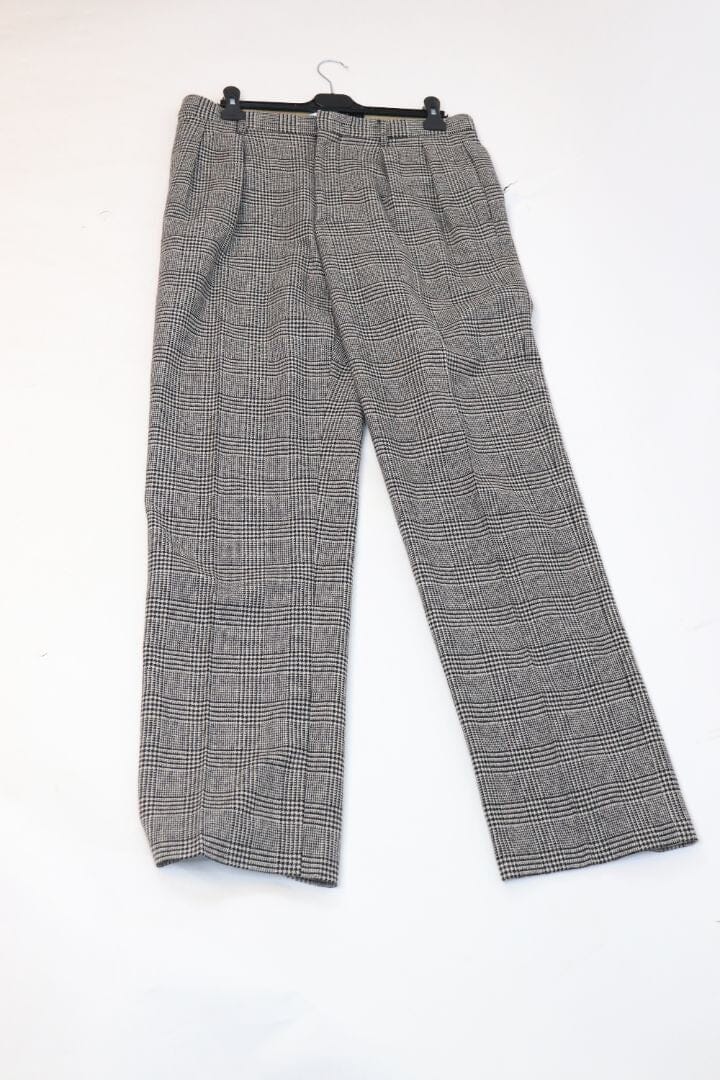 Black Check Pleated Wool Blend Trousers for Women - UK Size 14 | Classic Office Pants, Workwear & Smart Casual Outfits
