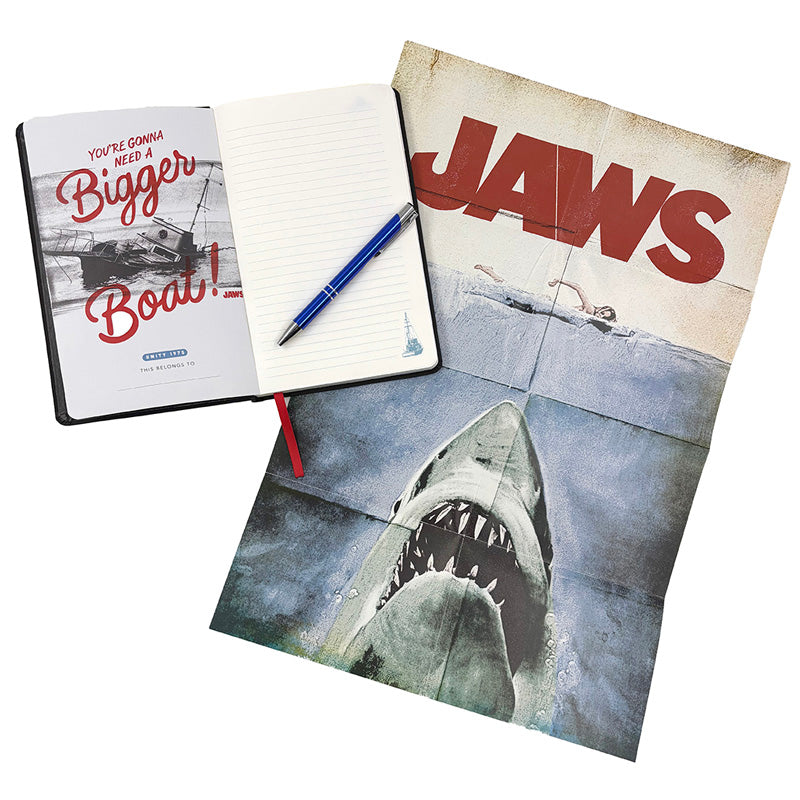 Jaws Hardcover Notebook - Lined Writing Journal for Men & Women - Perfect for Office, School, and Travel - Premium Leather Cover & 120 Pages - Shark Themed Gift Idea