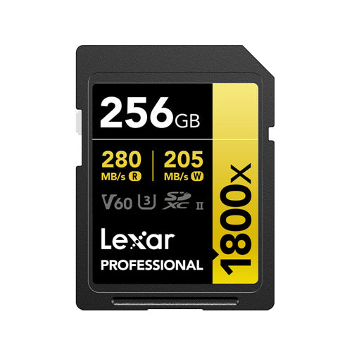 Lexar Professional 1800x 256GB SDXC UHS-II U3 Gold Series Memory Card - High-Speed Performance for DSLR Cameras, 4K Video & Professional Photography