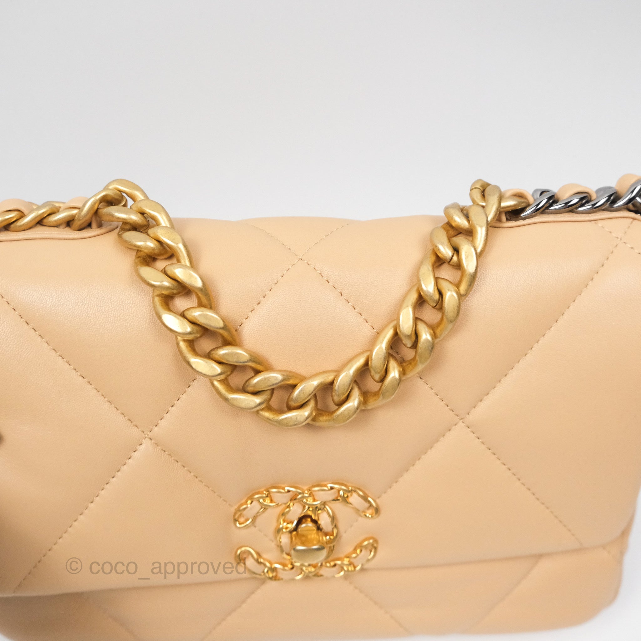 Chanel 19 Small Beige Mixed Hardware Flap Bag - Luxury Designer Handbag for Women | Perfect for Everyday Use, Work & Special Occasions