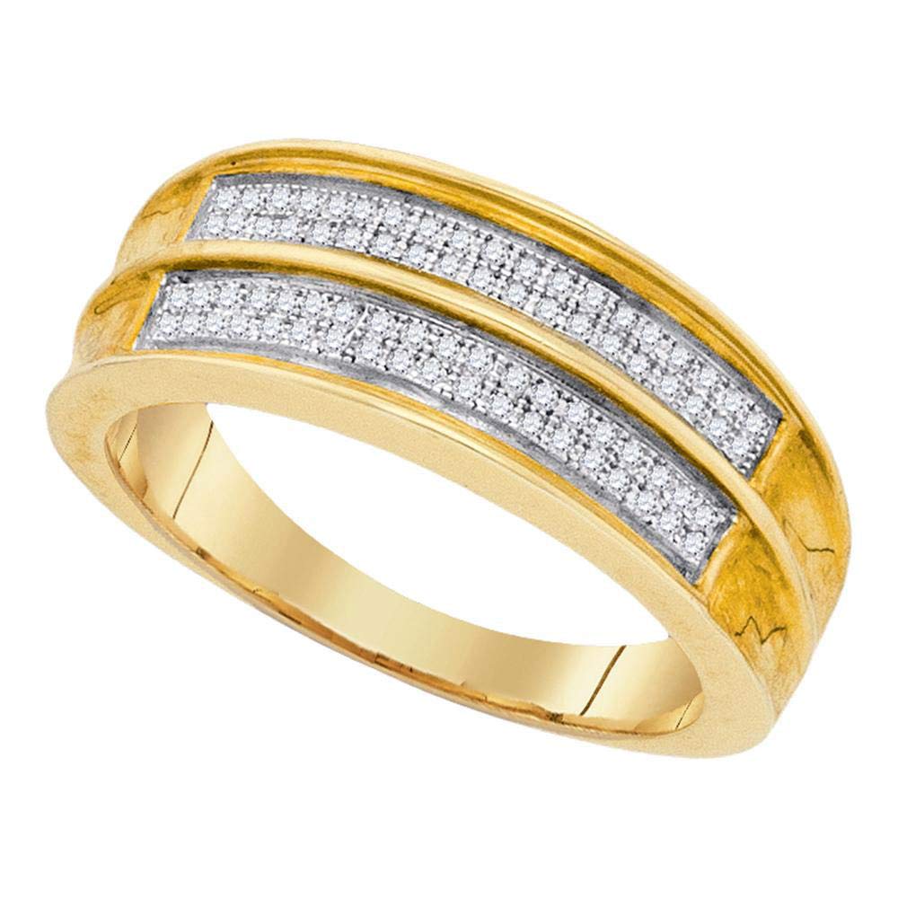 Dazzlingrock Men's .925 Sterling Silver Yellow Pave Diamond Engagement Wedding Ring Band - 1/5CT for Proposals, Anniversaries & Special Occasions