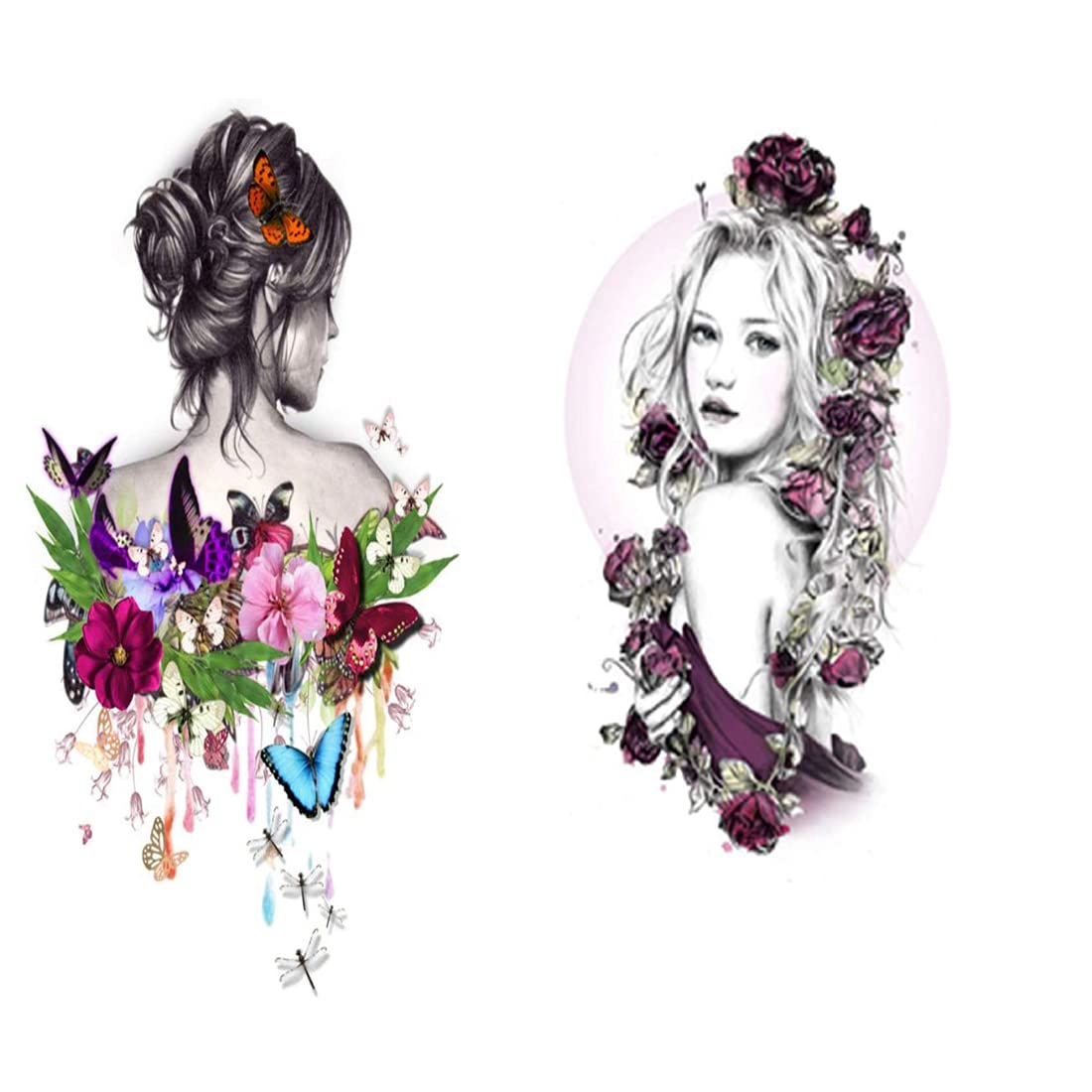 Waterproof Temporary Tattoos for Women & Men - Angle Women Combo Body Art Tattoos - Perfect for Parties, Festivals, and Special Events