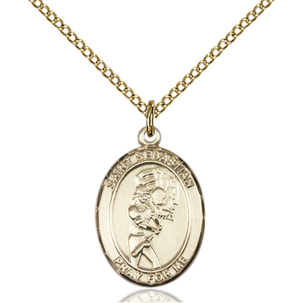 Bonyak St. Sebastian Oval Medal Pendant - 14K Yellow Gold-Filled Softball Jewelry for Women | Handcrafted Religious Necklace for Athletes, Sports Gifts, and Everyday Wear