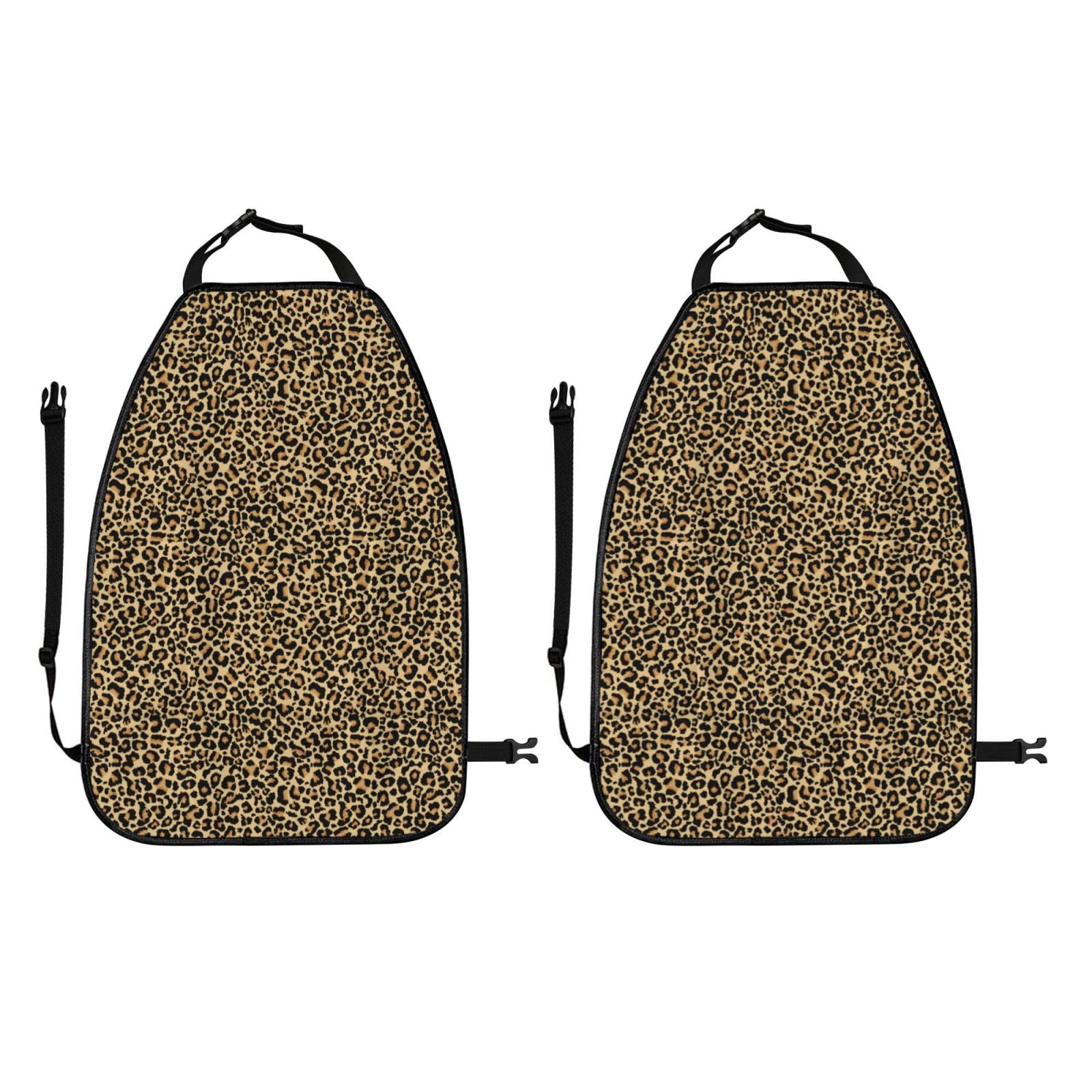 2-Piece Leopard Print Backseat Car Organizer - Waterproof Car Seat Storage with Multiple Pockets, Car Accessories for Kids Toys, Snacks & Travel Essentials (Perfect for Road Trips & Family Outings)