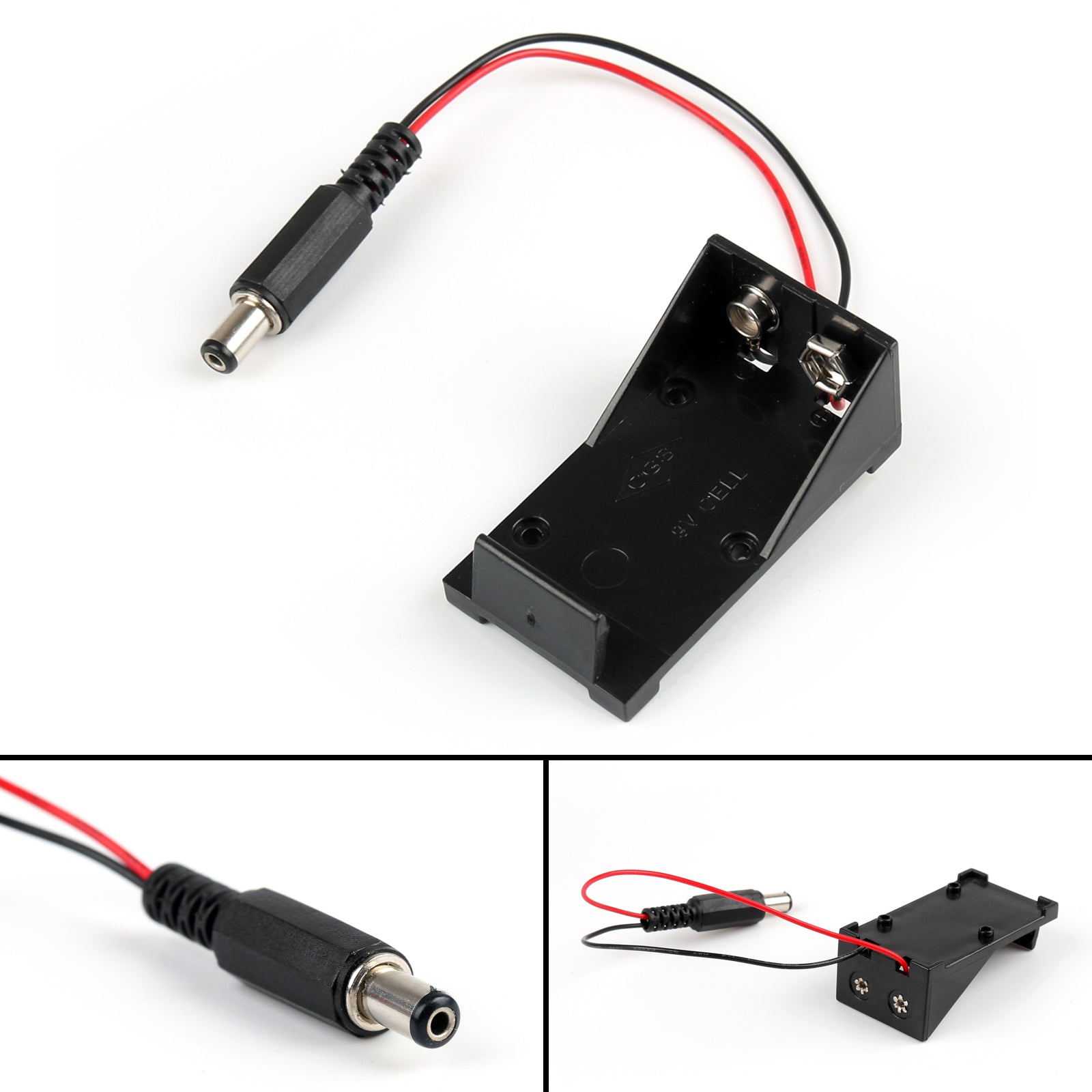 10Pcs 9V Battery Holder Box Case with 5.5x2.1mm DC Plug Connector for Arduino - Power Supply for DIY Electronics, Robotics Projects & Portable Devices