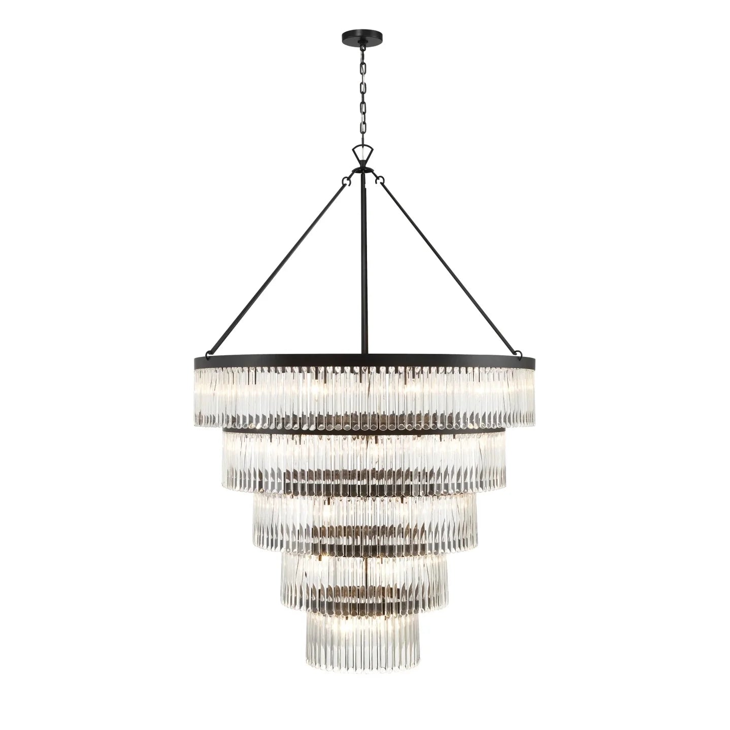 Emilie Crystal Waterfall 5-Tier Chandelier with 30 Lights - 48W Modern Ceiling Light Fixture for Dining Room, Living Room, and Bedroom Decor