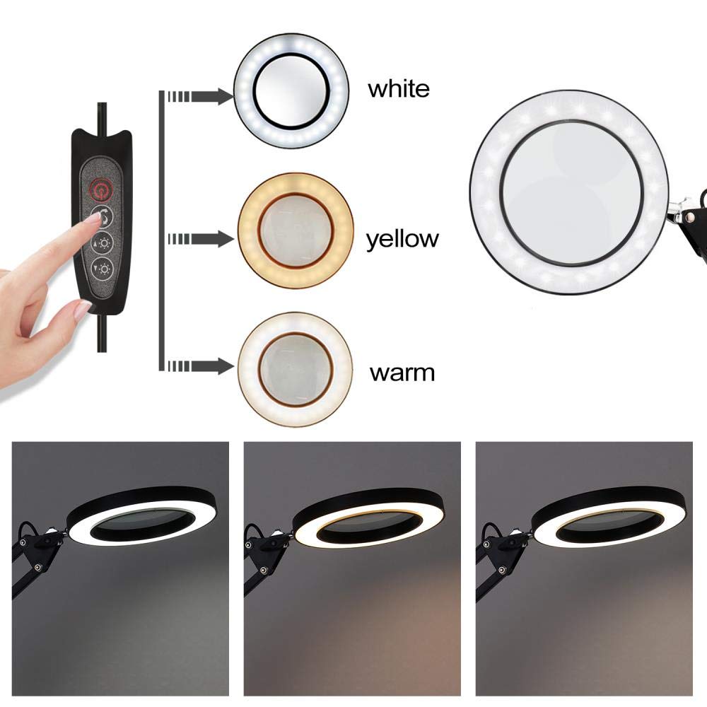 5X Magnifying Glass with LED Light - Foldable Desk Lamp for Reading & Crafts, 3 Dimming Modes, USB Powered - Perfect for Jewelry Making, Watch Repair & Close-up Work