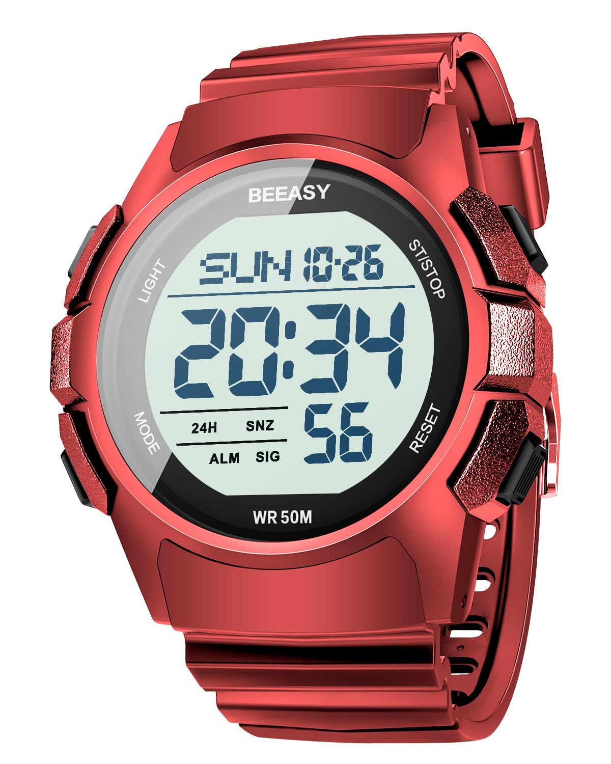 Beeasy Men's Digital Sports Watch - Waterproof Stopwatch, Countdown Timer, Alarm, Dual Time - Durable Rubber Strap Wristwatch for Men & Students | Perfect for Running, Swimming, Gym Workouts & Outdoor Activities