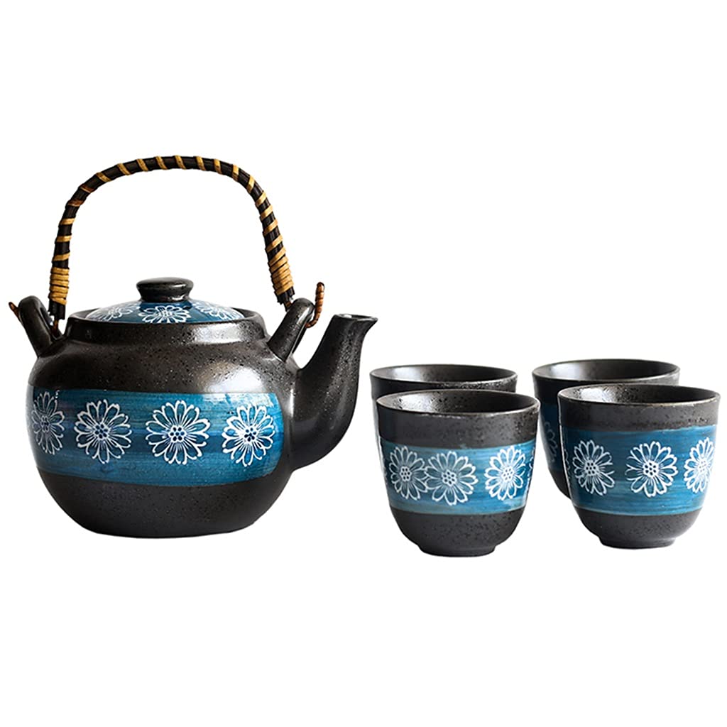 Premium 5-Piece Ceramic Tea Set with Tray - Elegant Black Tea Cup Set for Adults, Perfect for Afternoon Tea, Coffee, or Strong Tea | Ideal Gift for Women, Tea Parties & Home Use