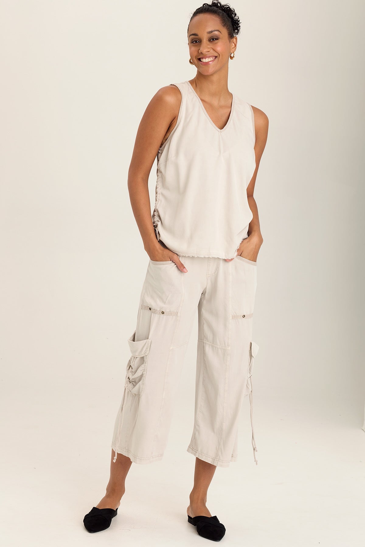 Ileana Tank Top with Ripple Pigment Design - Stylish Women's Casual Blouse for Summer Outfits and Beach Wear