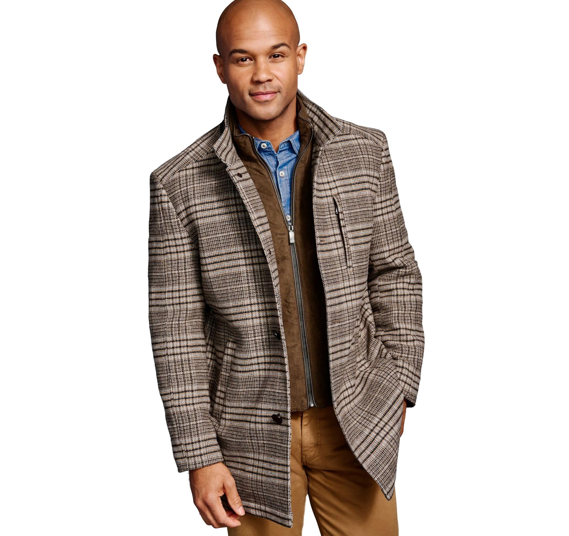 Johnston & Murphy Upton Men's Car Coat - Classic Plaid Winter Jacket for Men | Warm & Stylish Outerwear for Commuting, Work & Casual Wear
