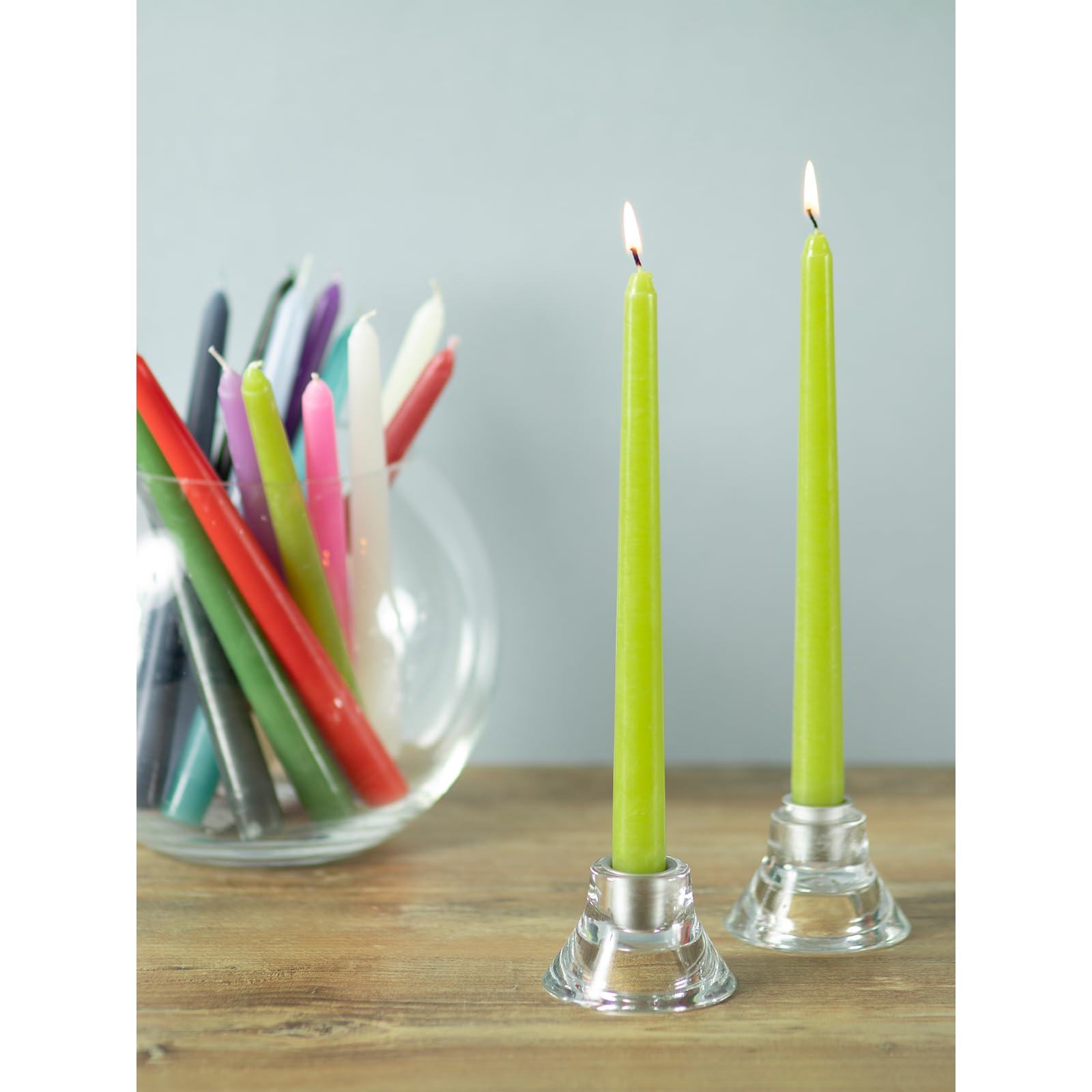 Premium 12 Inch Unscented Taper Candles - Set of 4 Dripless, Smokeless, Slow-Burning Olive Candles for Dining, Weddings & Home Decor | CANDWAX