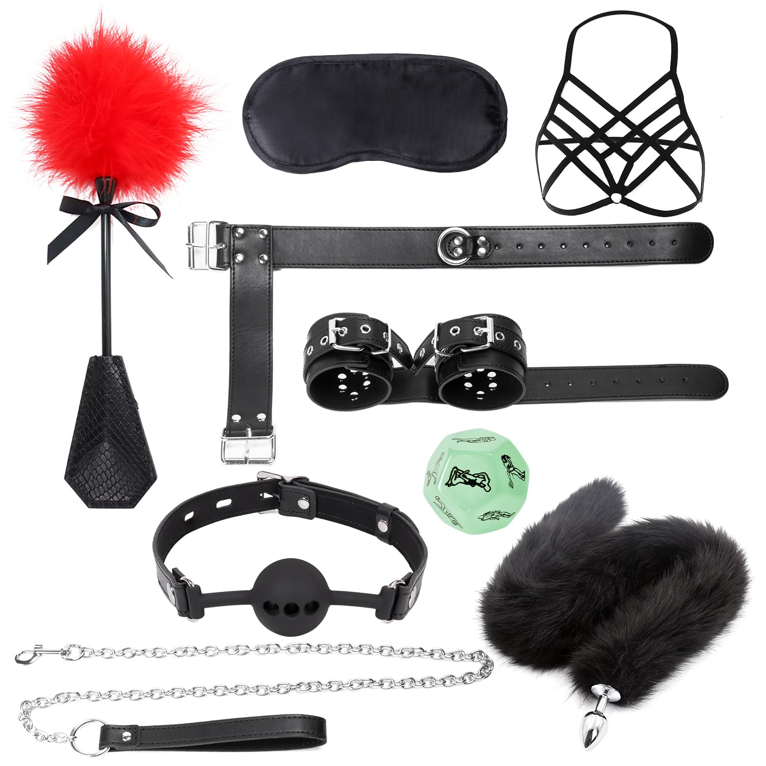 BDSM Bondage Kit for Couples - Adjustable Neck & Wrist Restraints, Handcuffs & Collar Set for Kinky Adult Role Play - Perfect for Bedroom Bondage, Spicing Up Relationships & BDSM Exploration