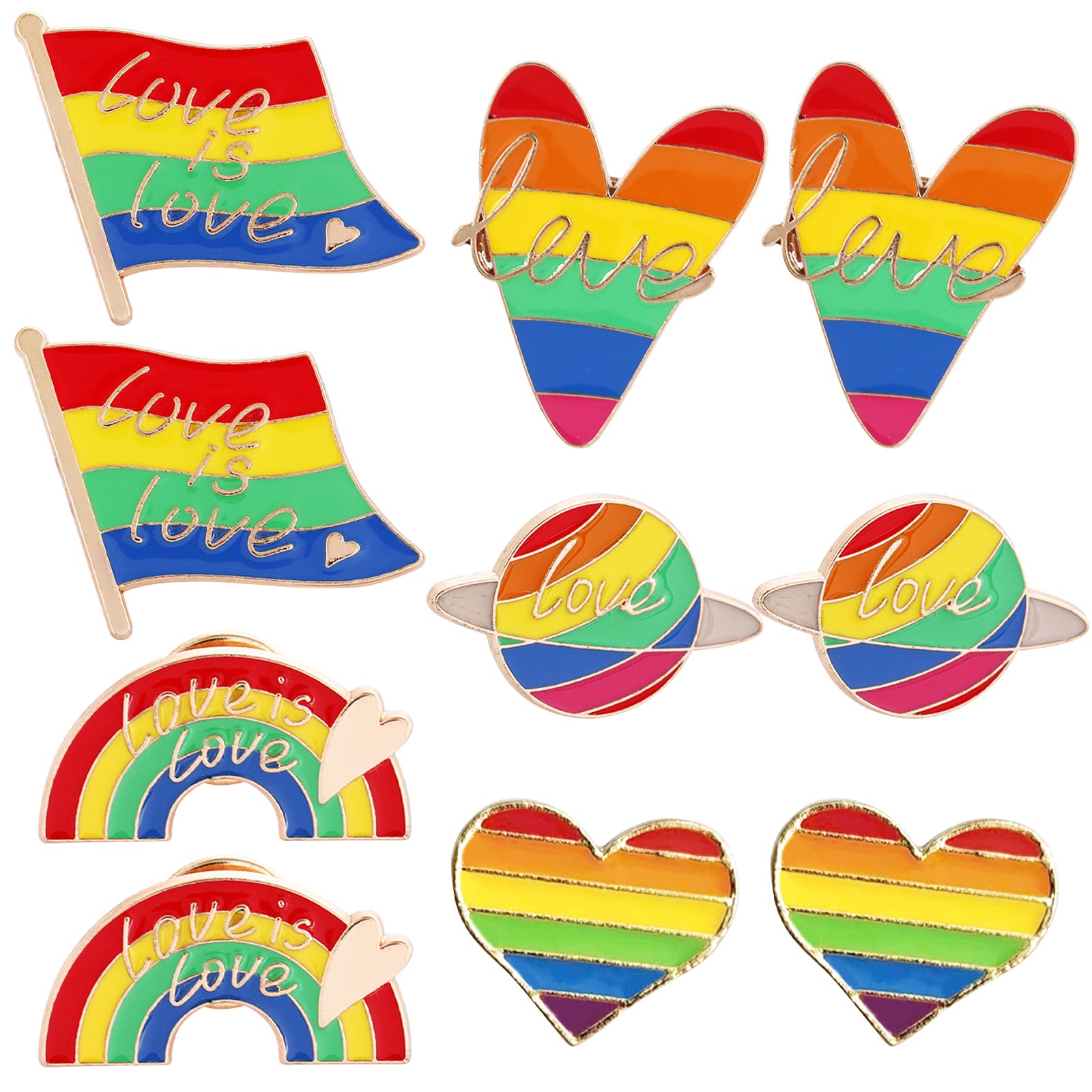 10-Piece Rainbow Heart Brooch Pins - Pride LGBTQ+ Enamel Pins for Women & Men - Colorful Lapel Pins for Clothes, Hats, Bags & Backpacks - Perfect for Pride Events, Parties & Everyday Fashion Accessories