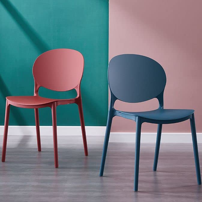 Mid Century Modern Dining Chairs - Stackable Plastic Armless Side Chairs for Kitchen, Dining Room & Living Room - Watermelon Red (Set of 1) | Perfect for Small Spaces, Apartments & Casual Dining Areas