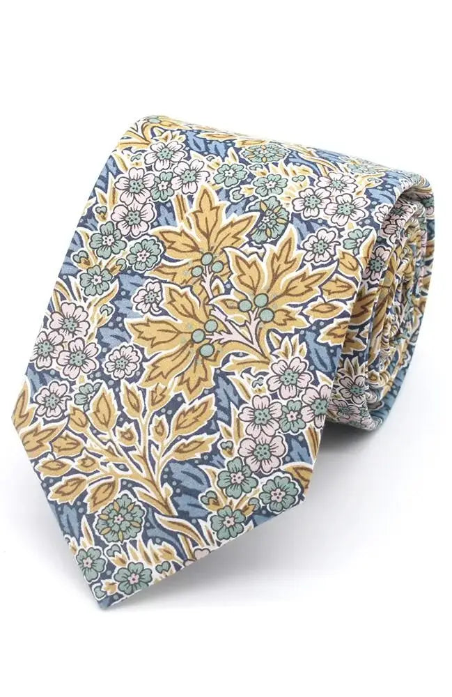 LA Smith Aubrey Forest Tie and Pocket Square Set - Premium Liberty Fabric for Men - Perfect for Weddings, Business Meetings & Formal Events
